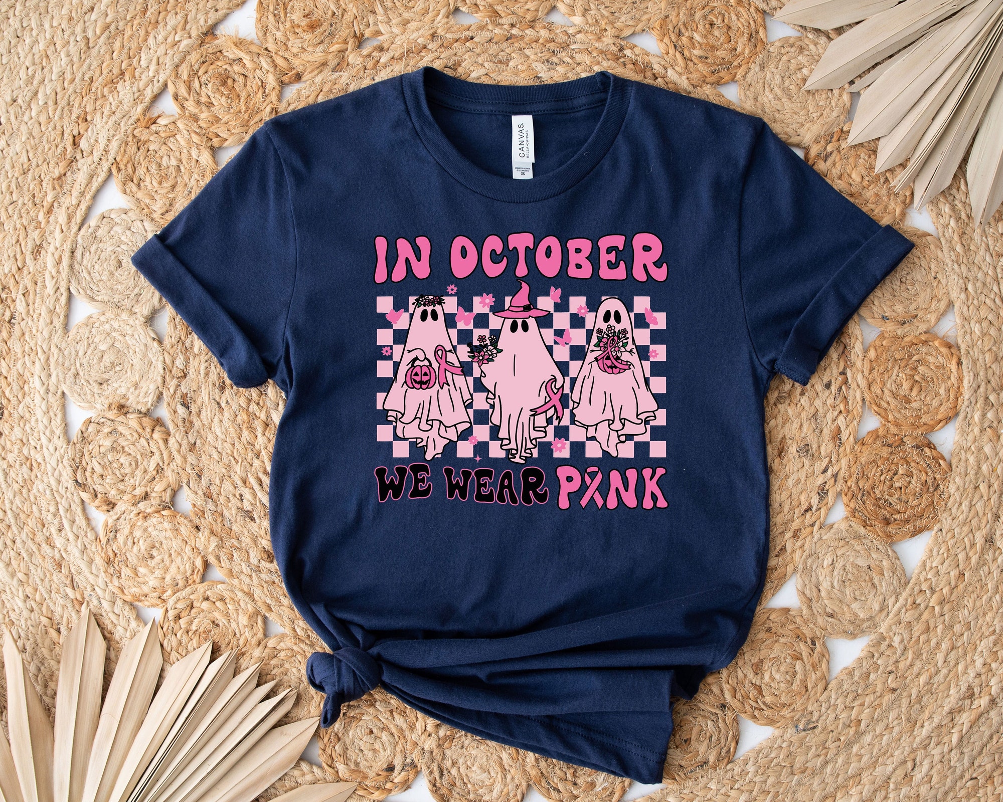 In October We Wear Pink Shirt - Breast Cancer Awareness Halloween Tee image 5