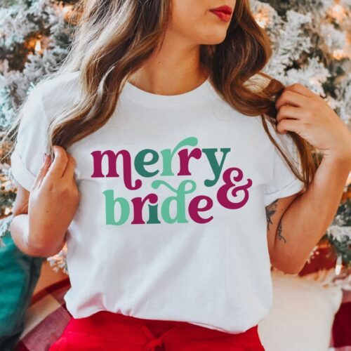 Retro Bride Christmas Shirt: Perfect Gift for Fiance & Engagement image 0