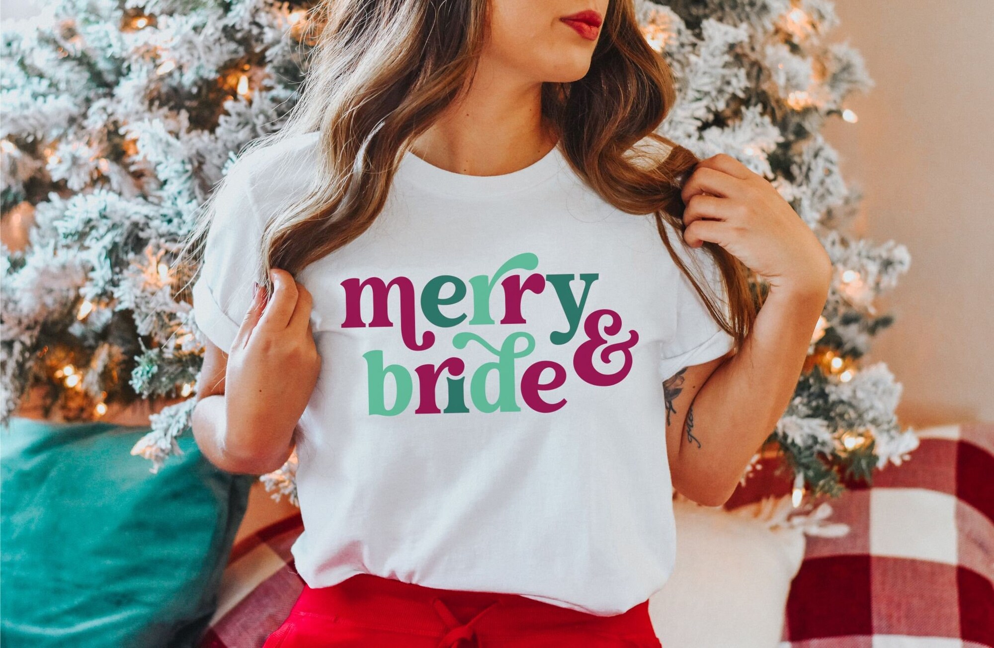Retro Bride Christmas Shirt: Perfect Gift for Fiance & Engagement image 0