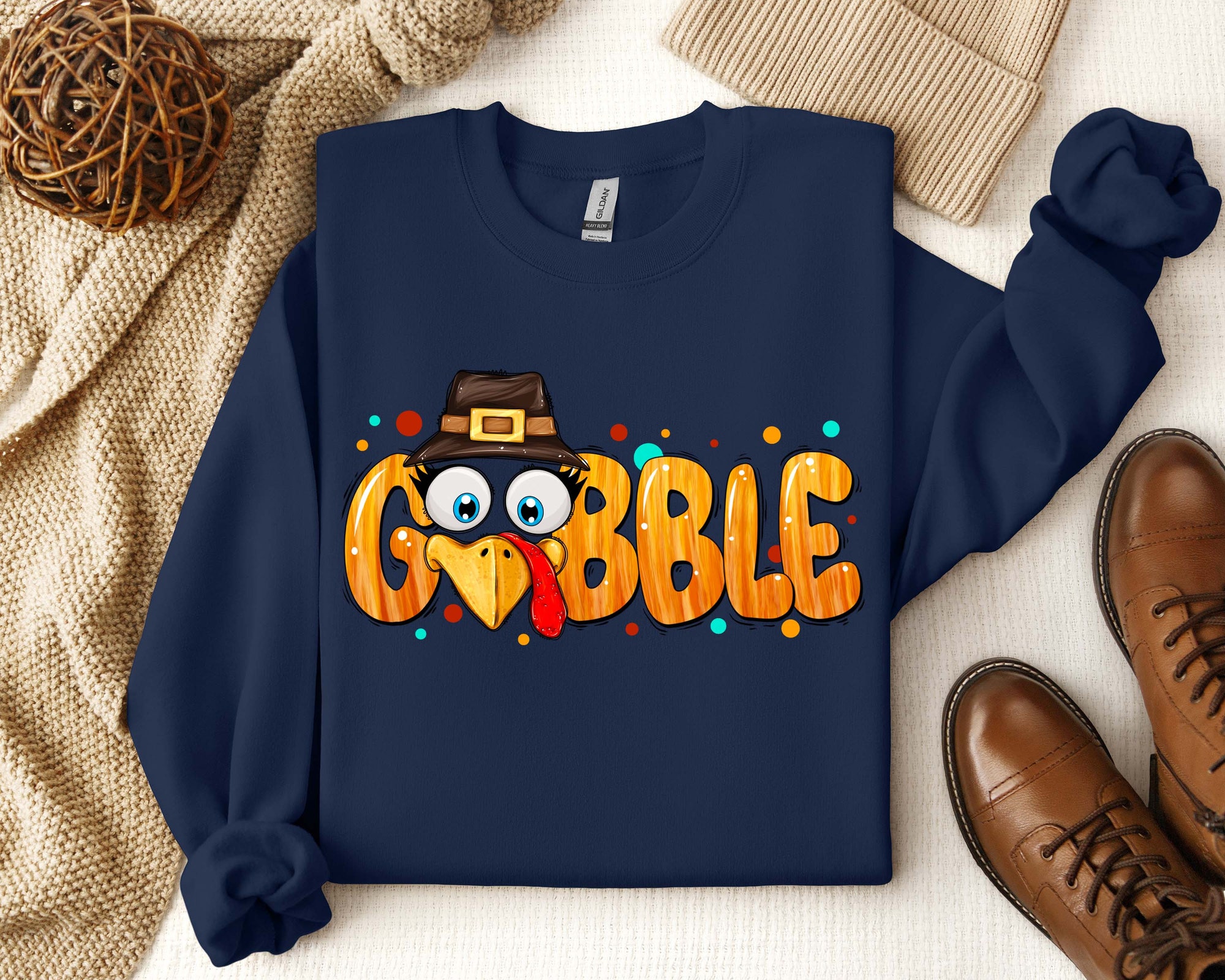 Thanksgiving Gobble Sweatshirt | Turkey Family Dinner Shirt image 2