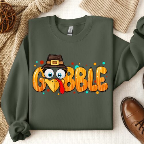 Thanksgiving Gobble Sweatshirt | Turkey Family Dinner Shirt image 0