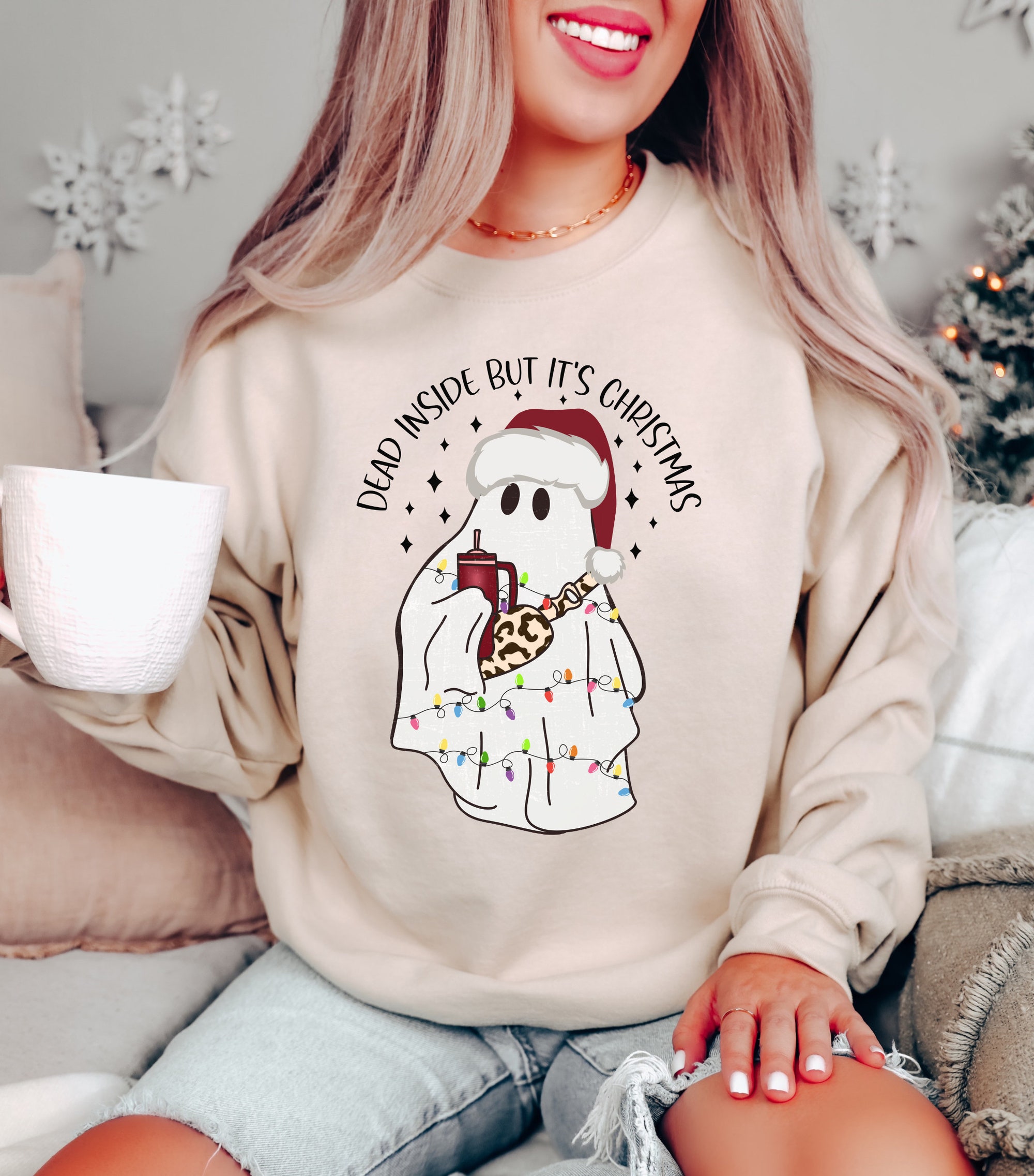 Dead Inside But It's Christmas Funny Christmas Shirt image 3