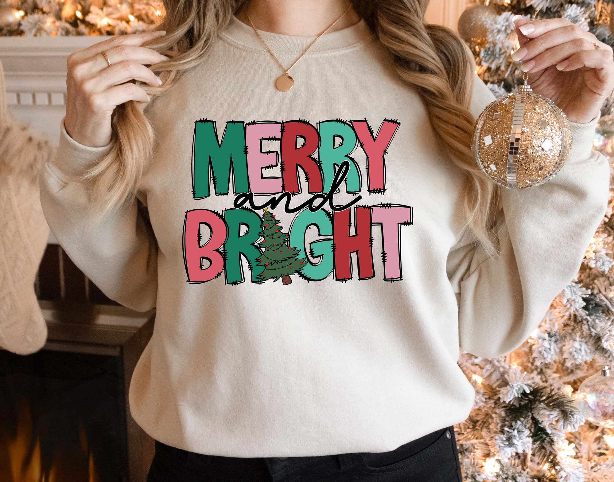 Merry and Bright Sweatshirt: Family Christmas for Women image 1