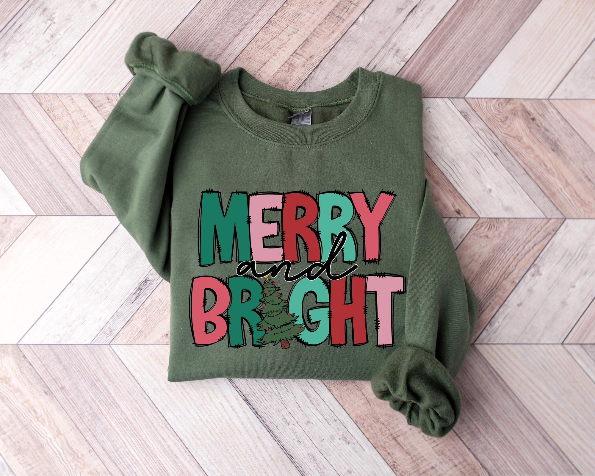 Merry and Bright Sweatshirt: Family Christmas for Women image 2