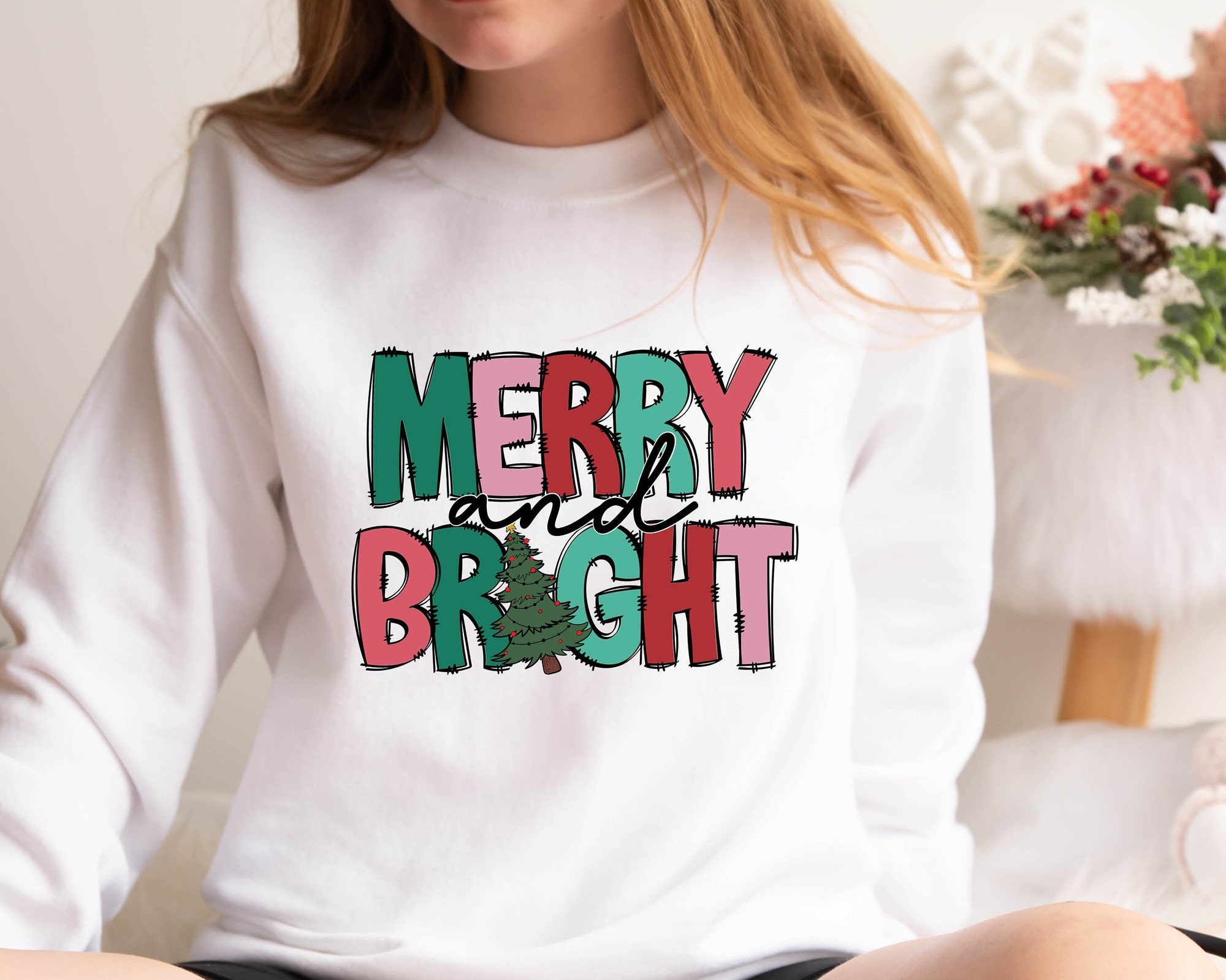 Merry and Bright Sweatshirt: Family Christmas for Women image 0