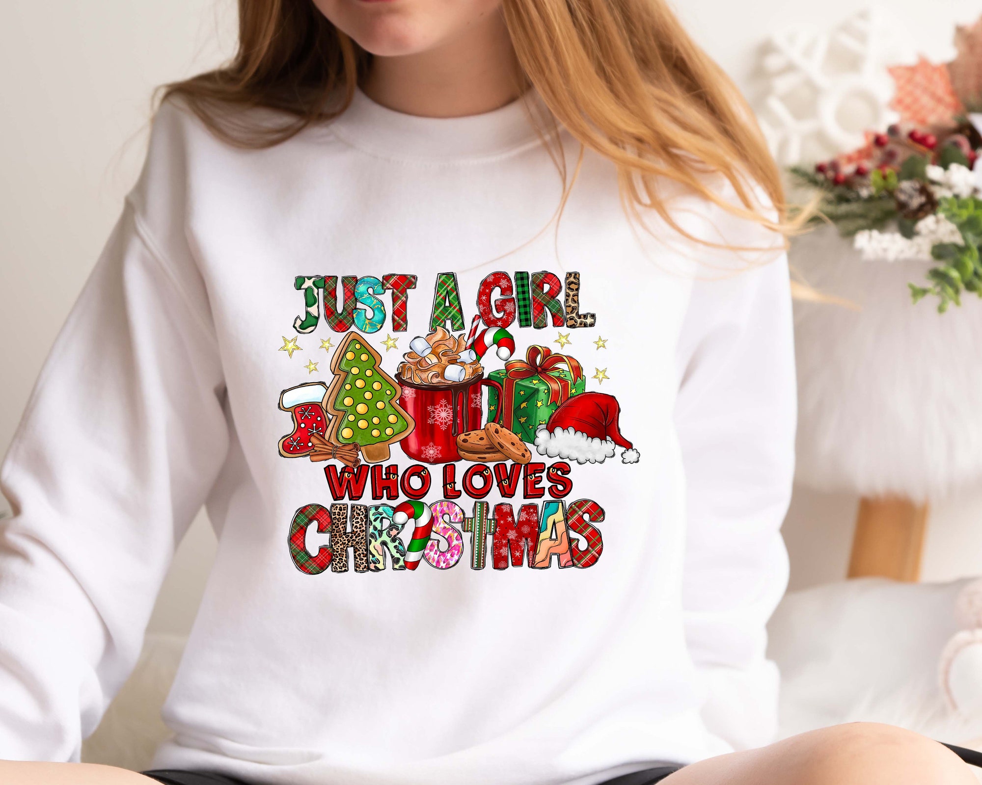 Women's Christmas Sweatshirt: Girl Who Loves Christmas Gift Shirt image 1