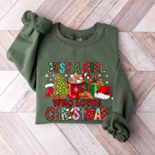 Women's Christmas Sweatshirt: Girl Who Loves Christmas Gift Shirt image 0