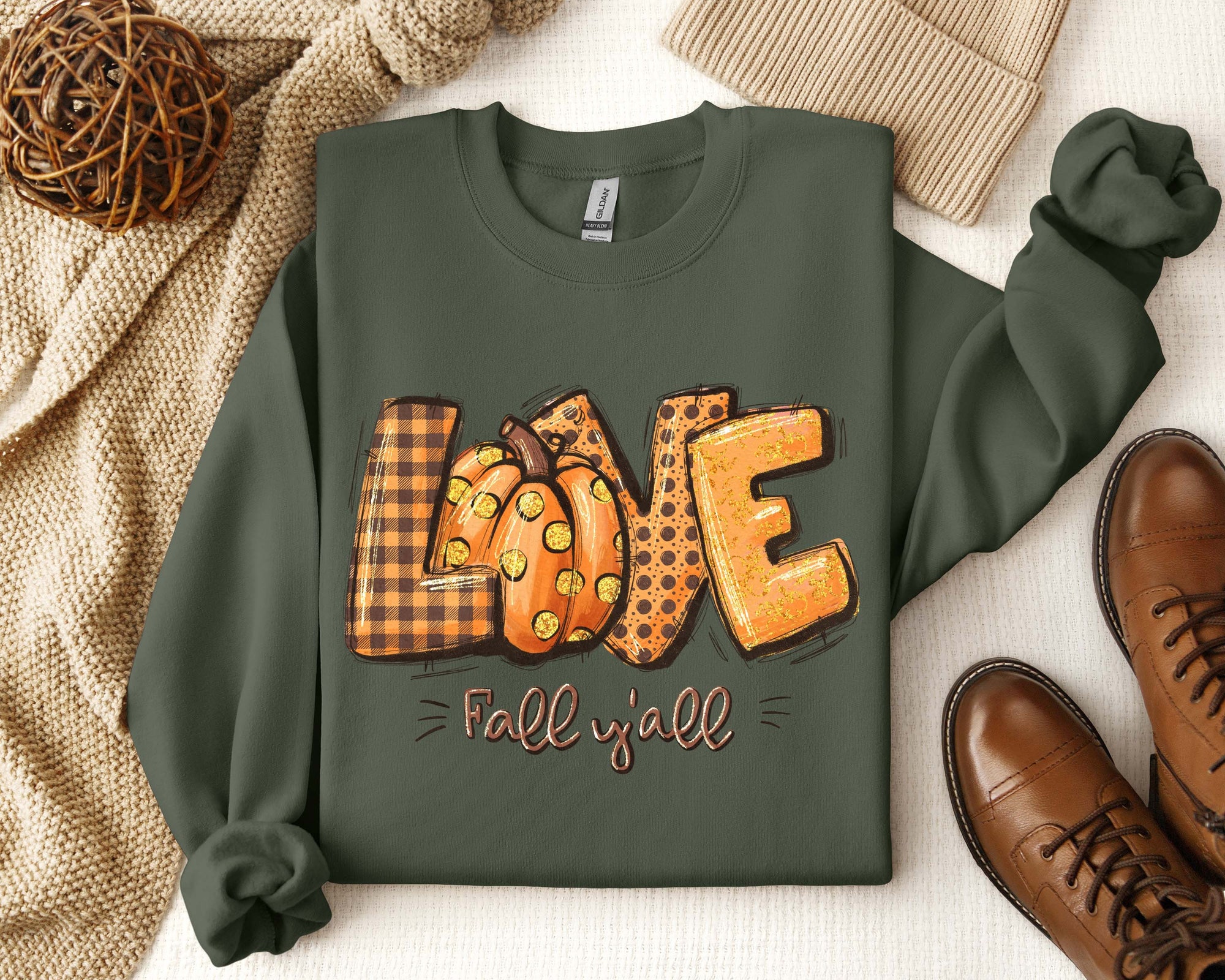 Love Fall Y'All Sweatshirt Halloween Shirt Hello Pumpkin Fall Vibes Family Thanksgiving Tee image 4