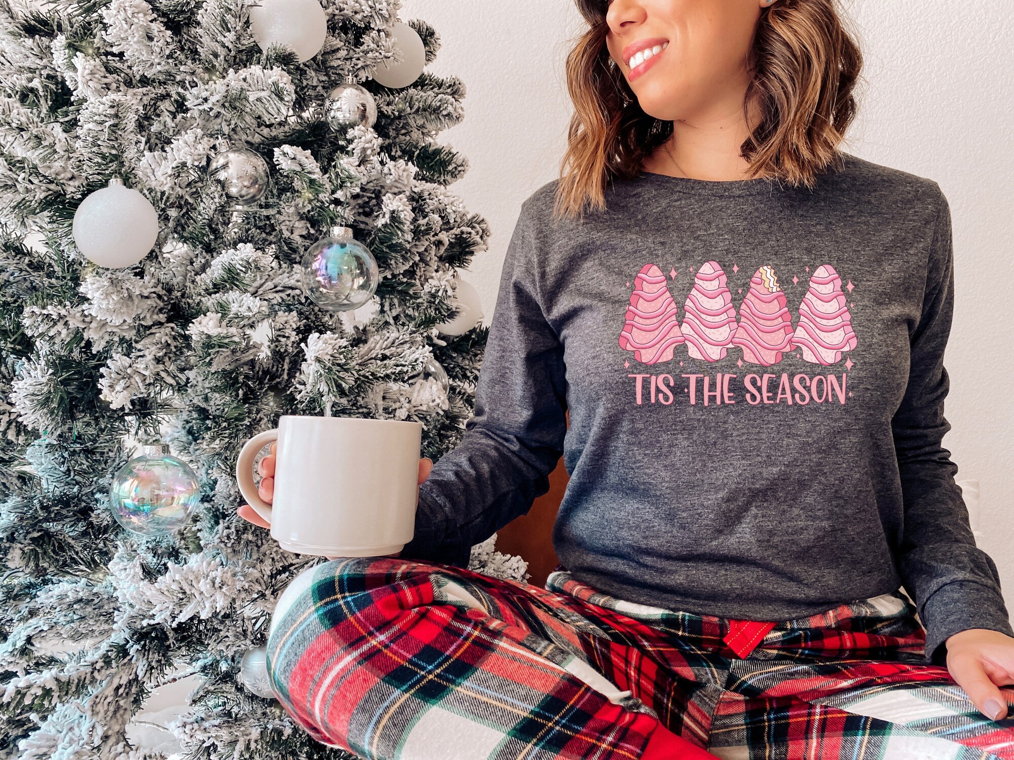 Pink Christmas Cake & Tree Shirt - Merry Christmas image 2