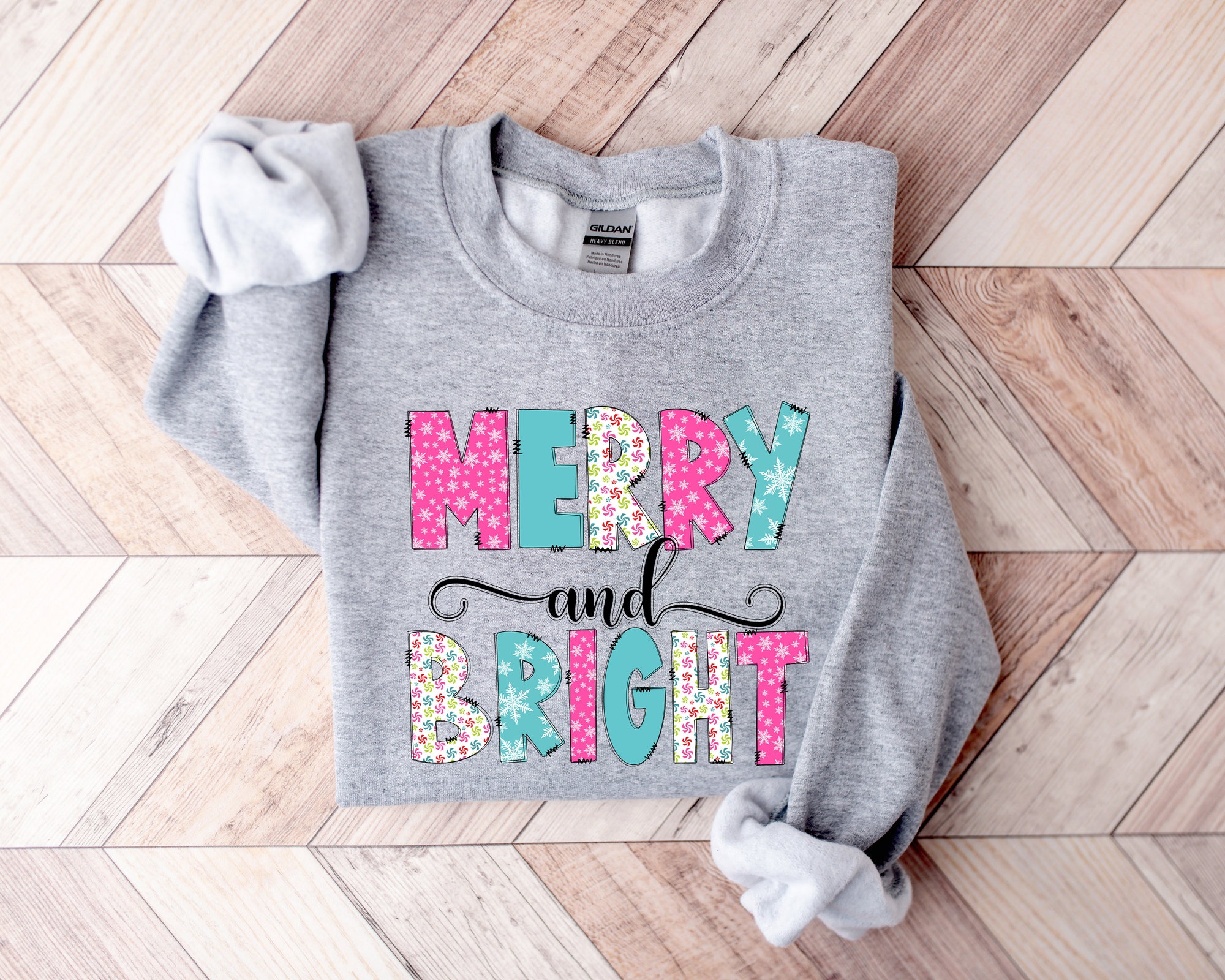 Merry and Bright Sweatshirt | Family Christmas Sweatshirt image 3