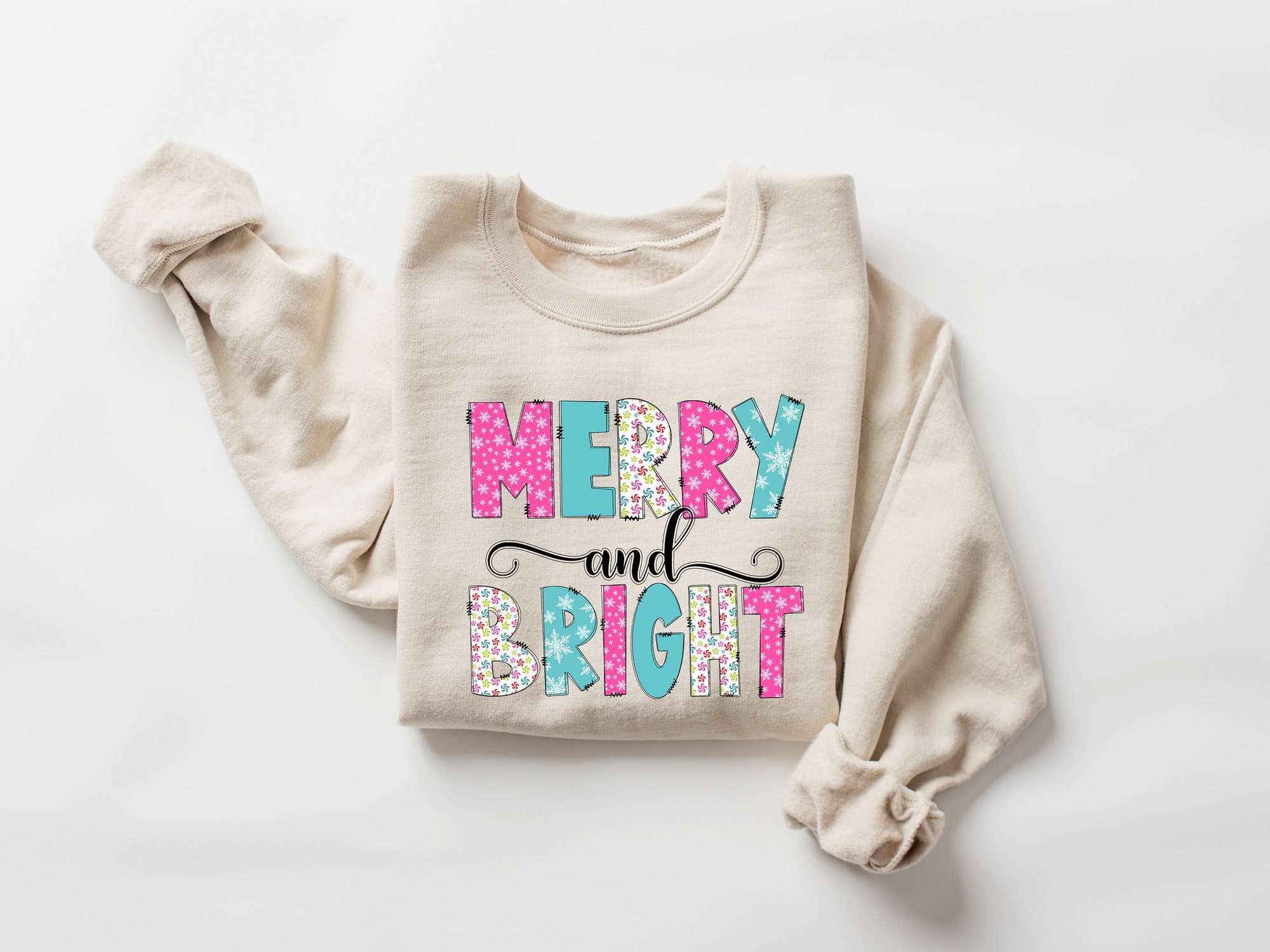 Merry and Bright Sweatshirt | Family Christmas Sweatshirt image 1