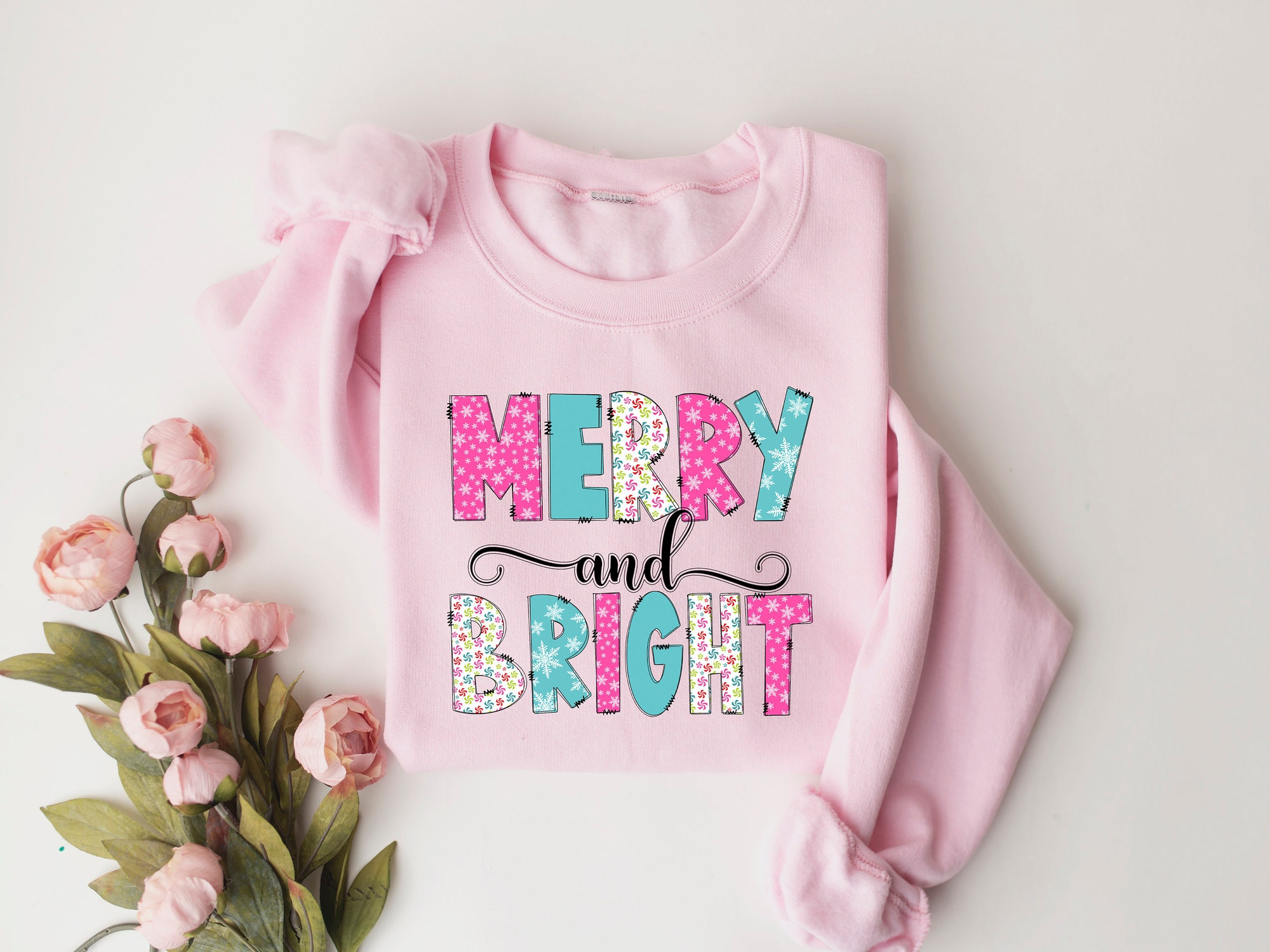 Merry and Bright Sweatshirt | Family Christmas Sweatshirt image 2