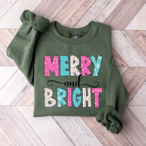 Merry and Bright Sweatshirt | Family Christmas Sweatshirt image 0