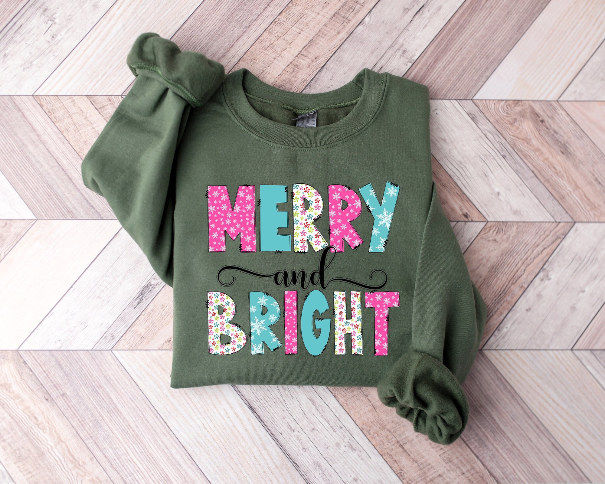 Merry and Bright Sweatshirt | Family Christmas Sweatshirt image 0
