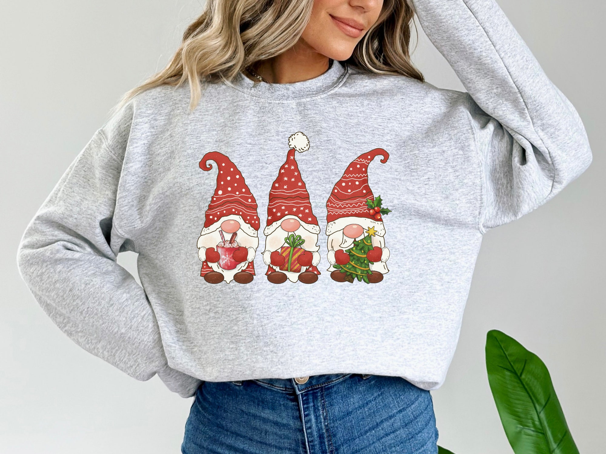 "Christmas Gnomes Sweatshirt - Cute Gnomies Merry Holiday Tee" image 1