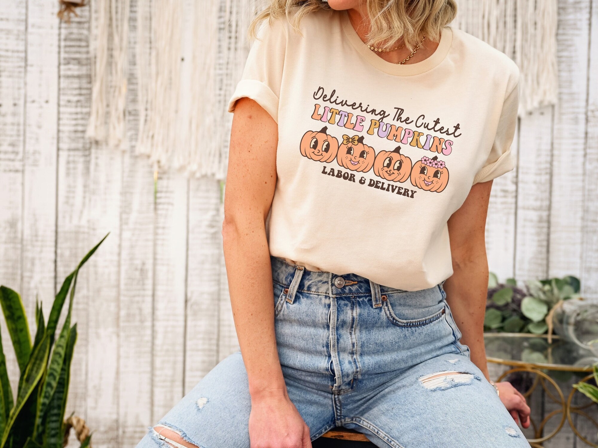 Halloween Labor And Delivery Nurse Shirt - Fall Pumpkins L&D Tee image 0