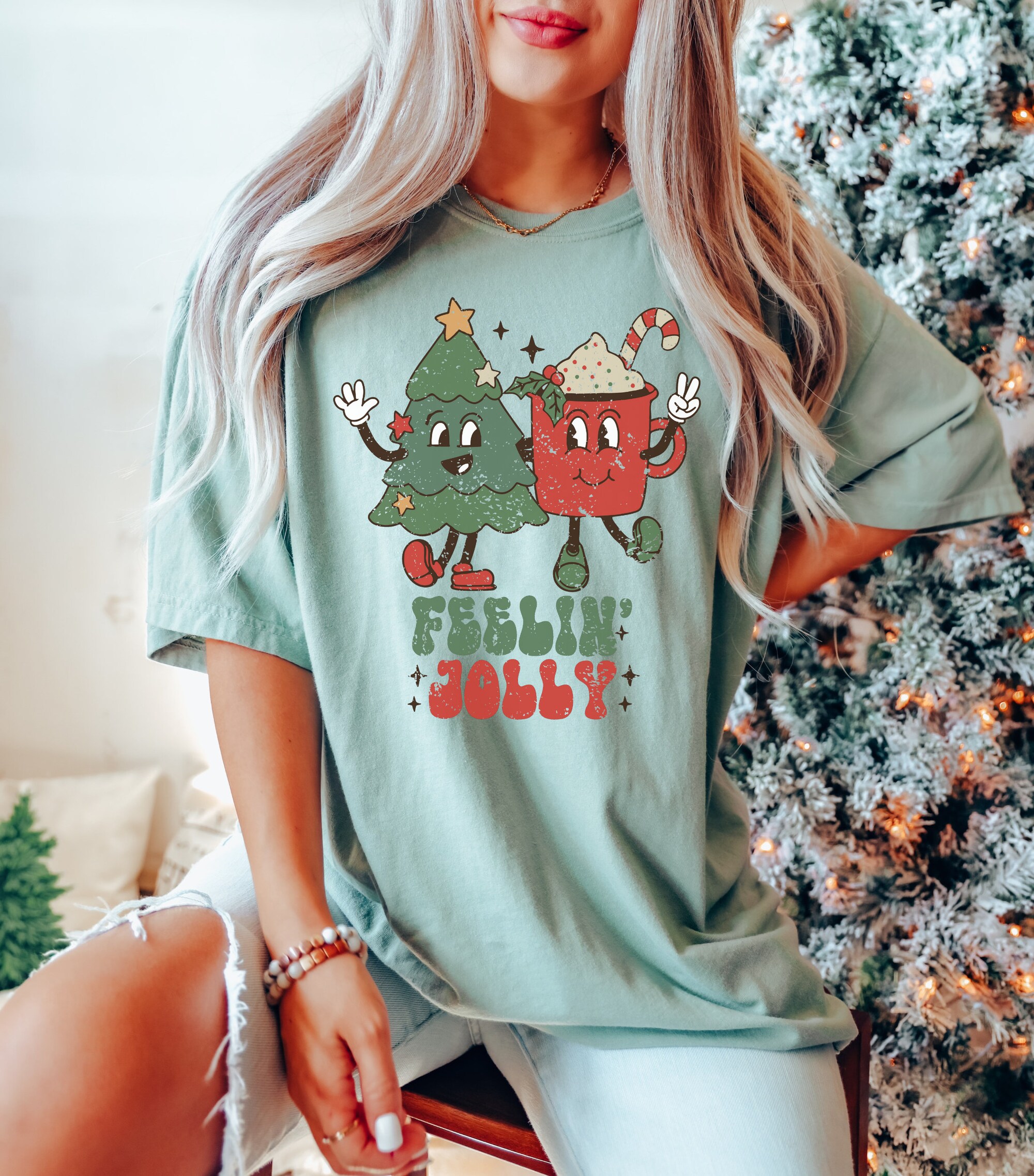 Jolly Retro Christmas & Vintage Santa Shirt Ugly Sweater Style image 2