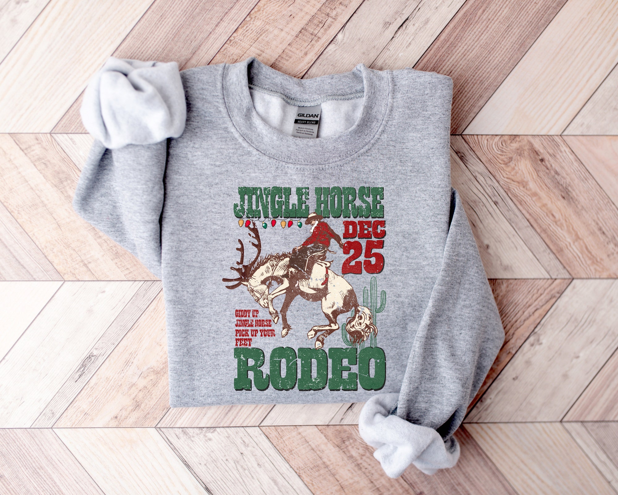 Cowboy Christmas Sweater | Giddy Up Jingle Horse Sweatshirt image 2