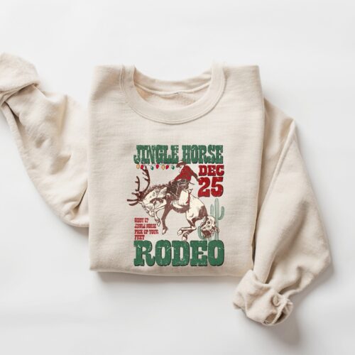 Cowboy Christmas Sweater | Giddy Up Jingle Horse Sweatshirt image 0