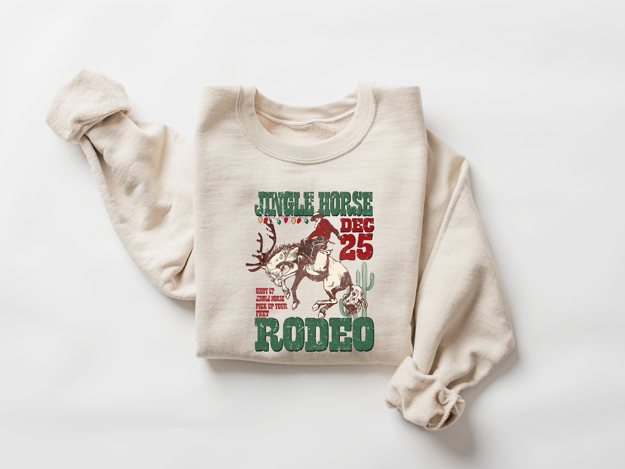 Cowboy Christmas Sweater | Giddy Up Jingle Horse Sweatshirt image 0