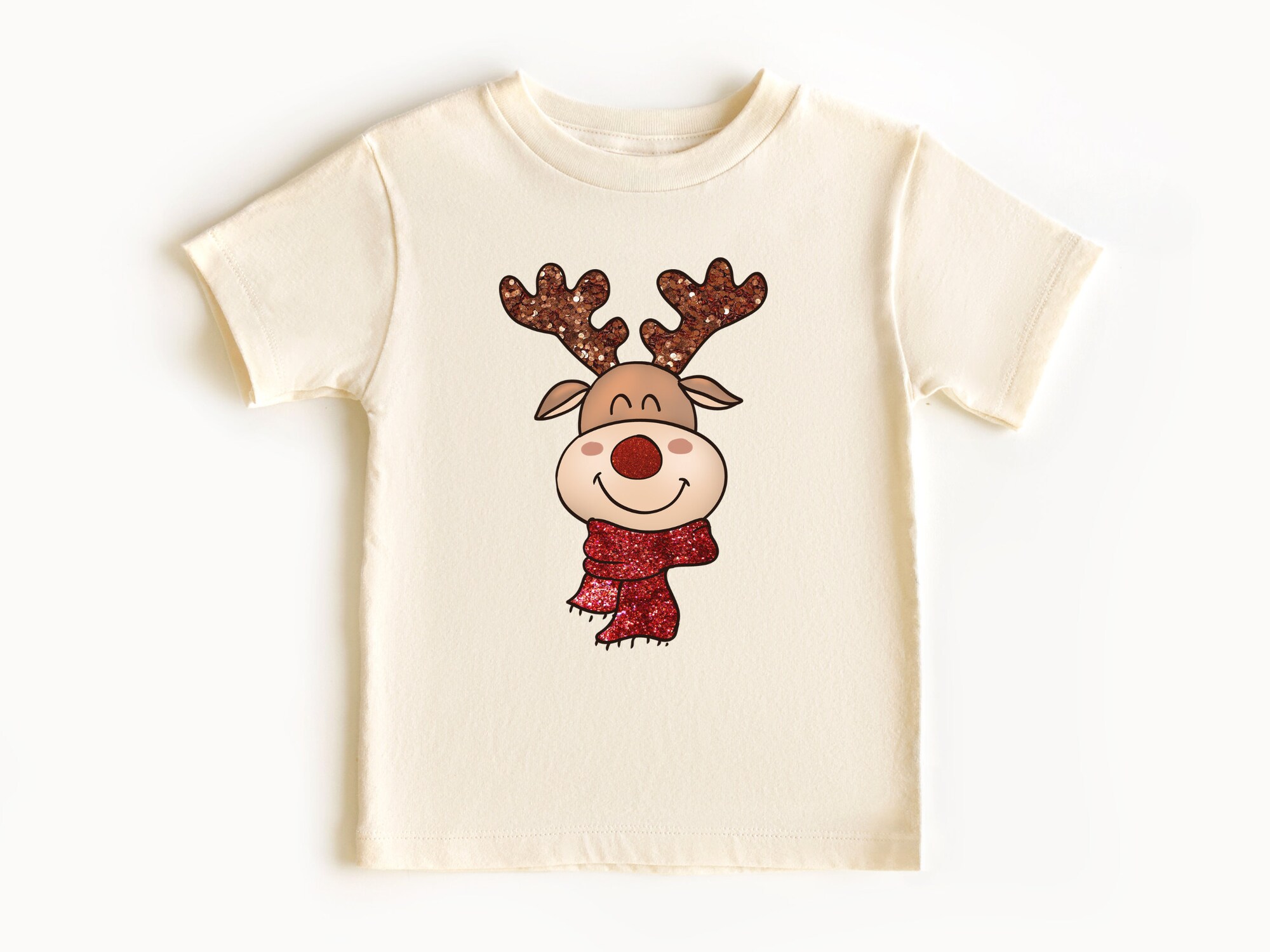 Cute Christmas Reindeer Shirt for Babies Kids and Toddlers - Santa Tee image 0