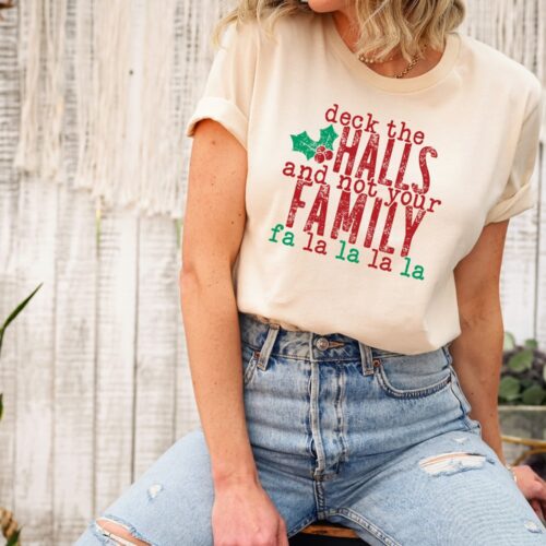 Funny 'Deck The Halls' Christmas Shirt: Sarcastic Holiday Gift Tee image 0