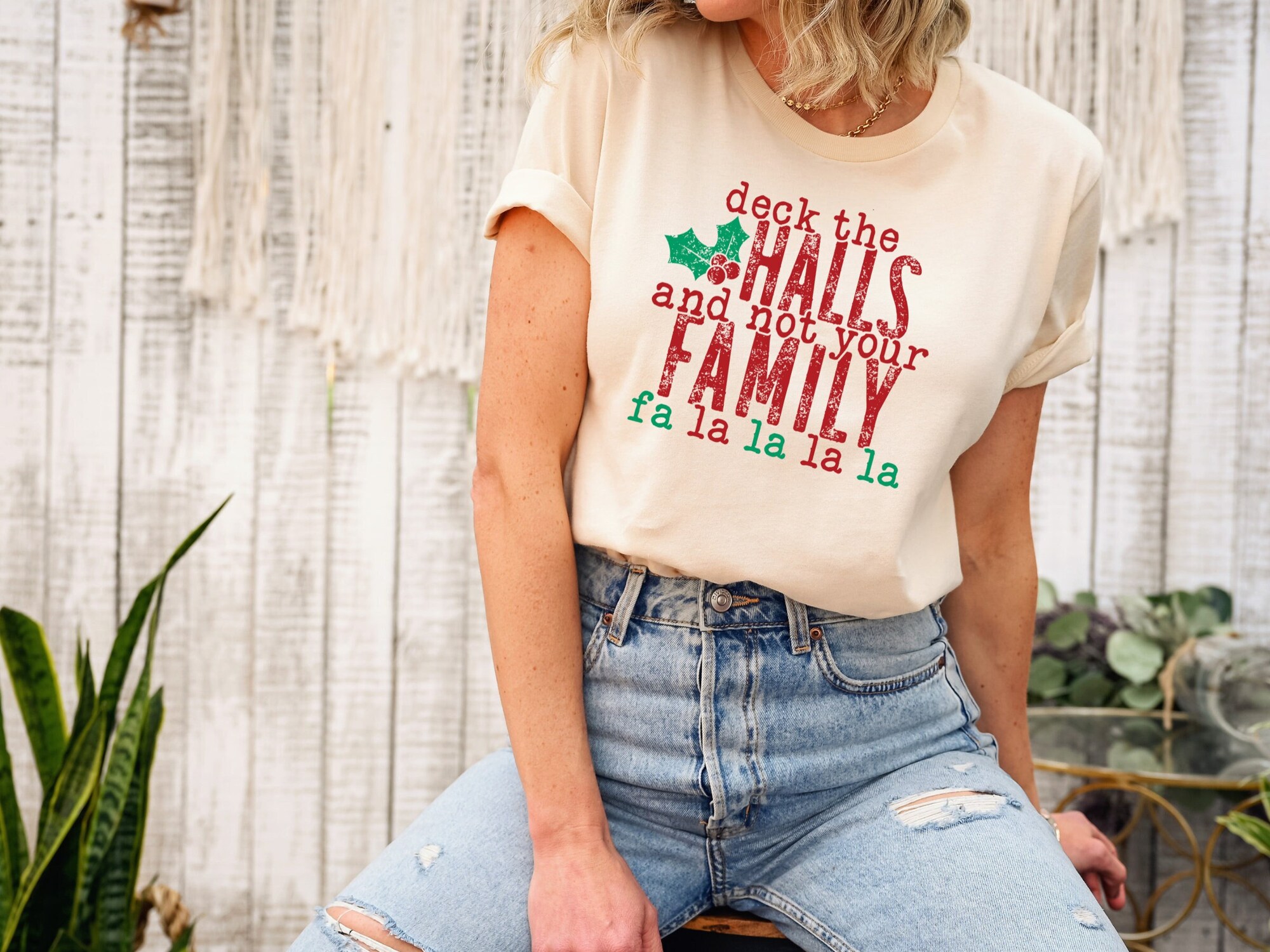 Funny 'Deck The Halls' Christmas Shirt: Sarcastic Holiday Gift Tee image 0