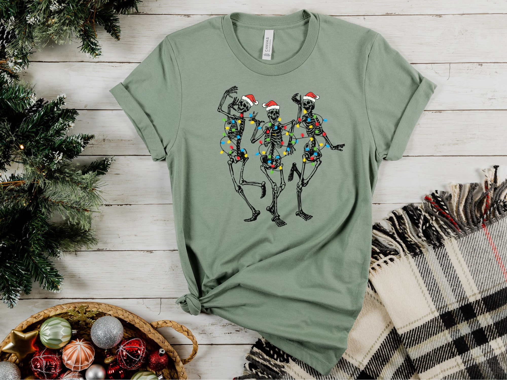 Funny Skeleton Dancing Christmas Shirt Skeleton Dance Christmas Lights Shirt image 2