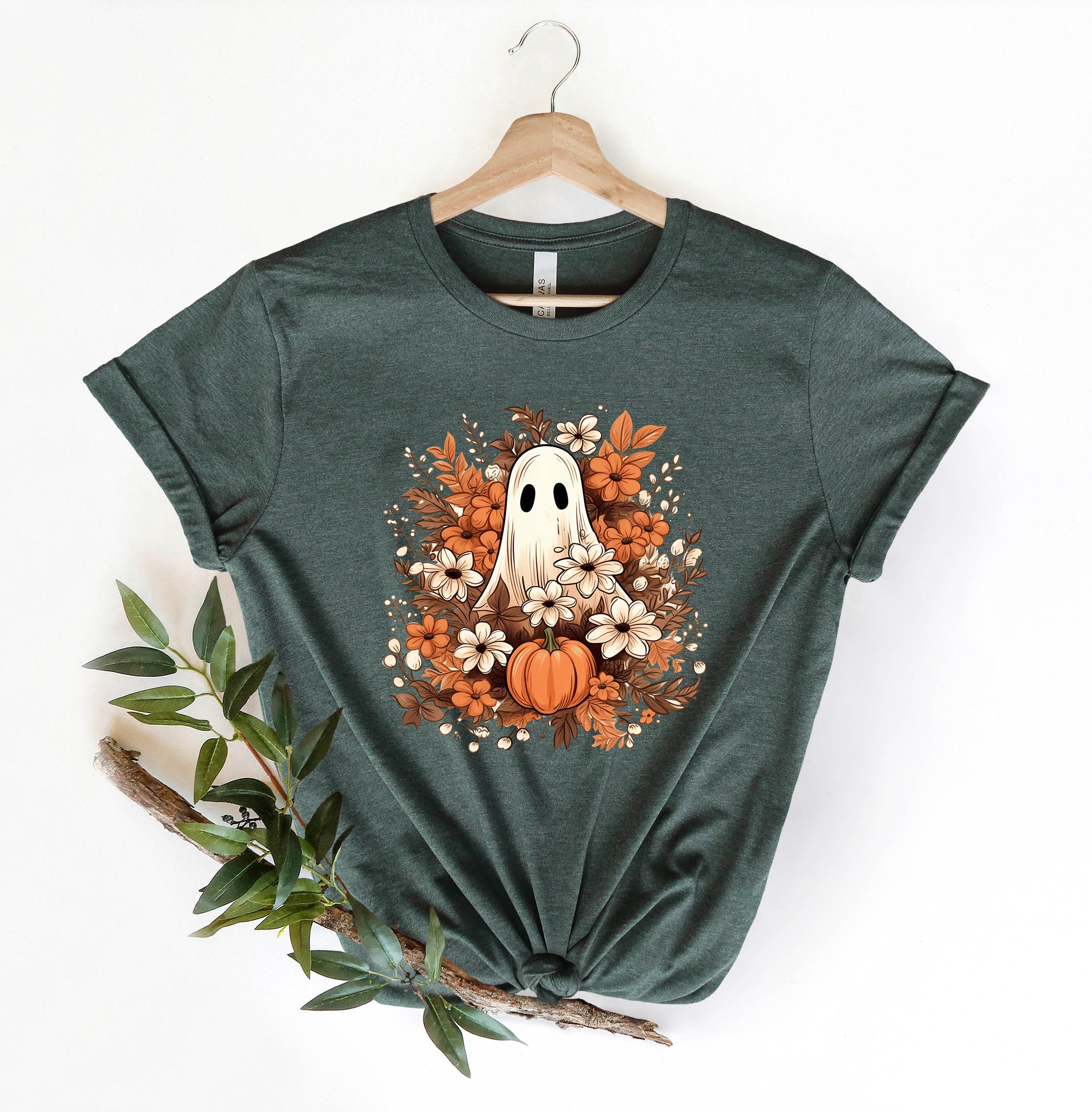 Floral Ghost Sweatshirt Halloween Ghost Shirt Vintage Fall Sweater image 3