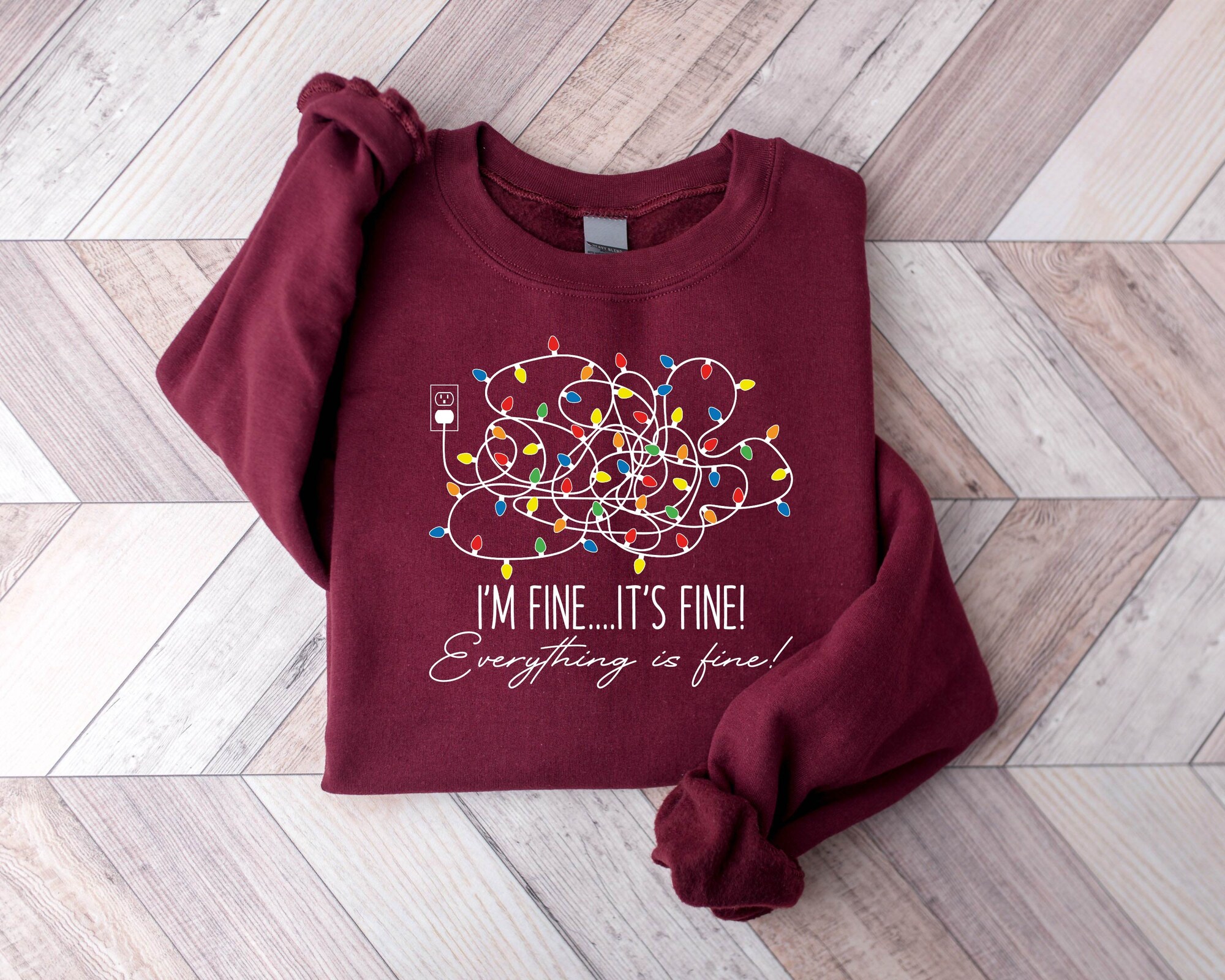 Christmas Sweatshirt for Women: 'I'm Fine Everything Is Fine' image 3