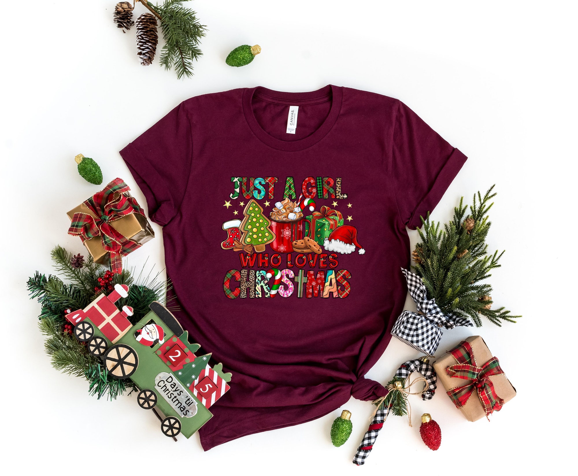 Women's Christmas Sweatshirt: Girl Who Loves Christmas Gift Shirt image 4