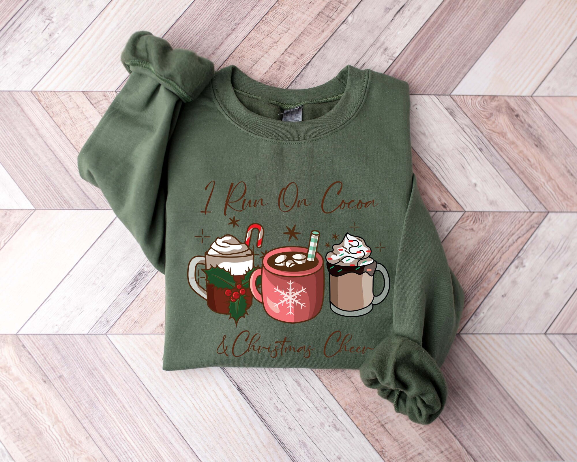 I Run on Coffee and Christmas Cheer Sweatshirt | Gift Christmas Sweatshirt image 1