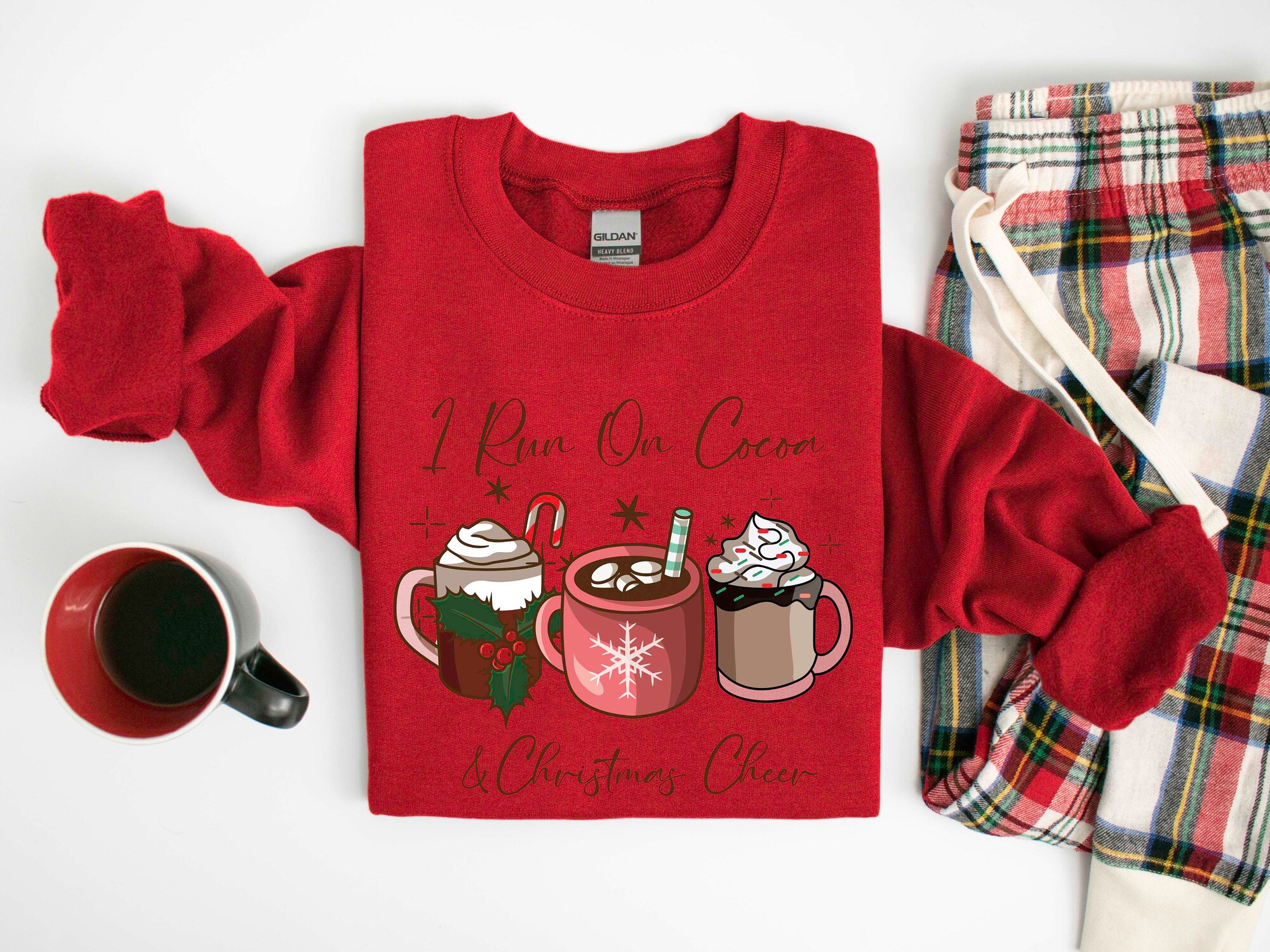 I Run on Coffee and Christmas Cheer Sweatshirt | Gift Christmas Sweatshirt image 3