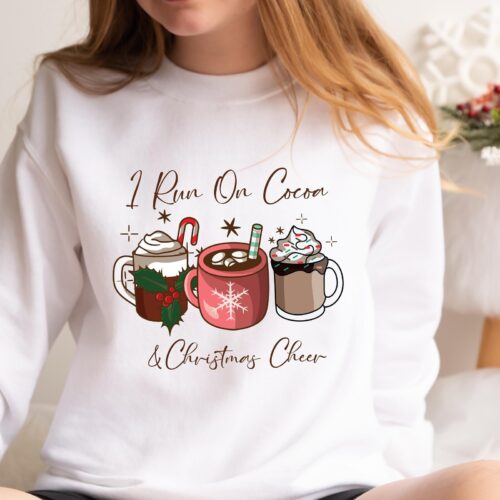 I Run on Coffee and Christmas Cheer Sweatshirt | Gift Christmas Sweatshirt image 0