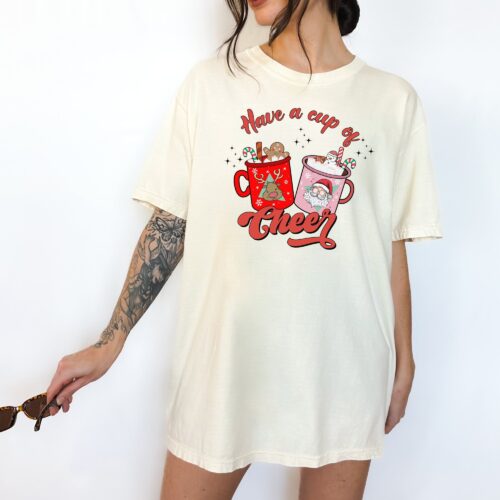 Vintage Cup of Cheer Christmas & Gingerbread Graphic Tee image 0