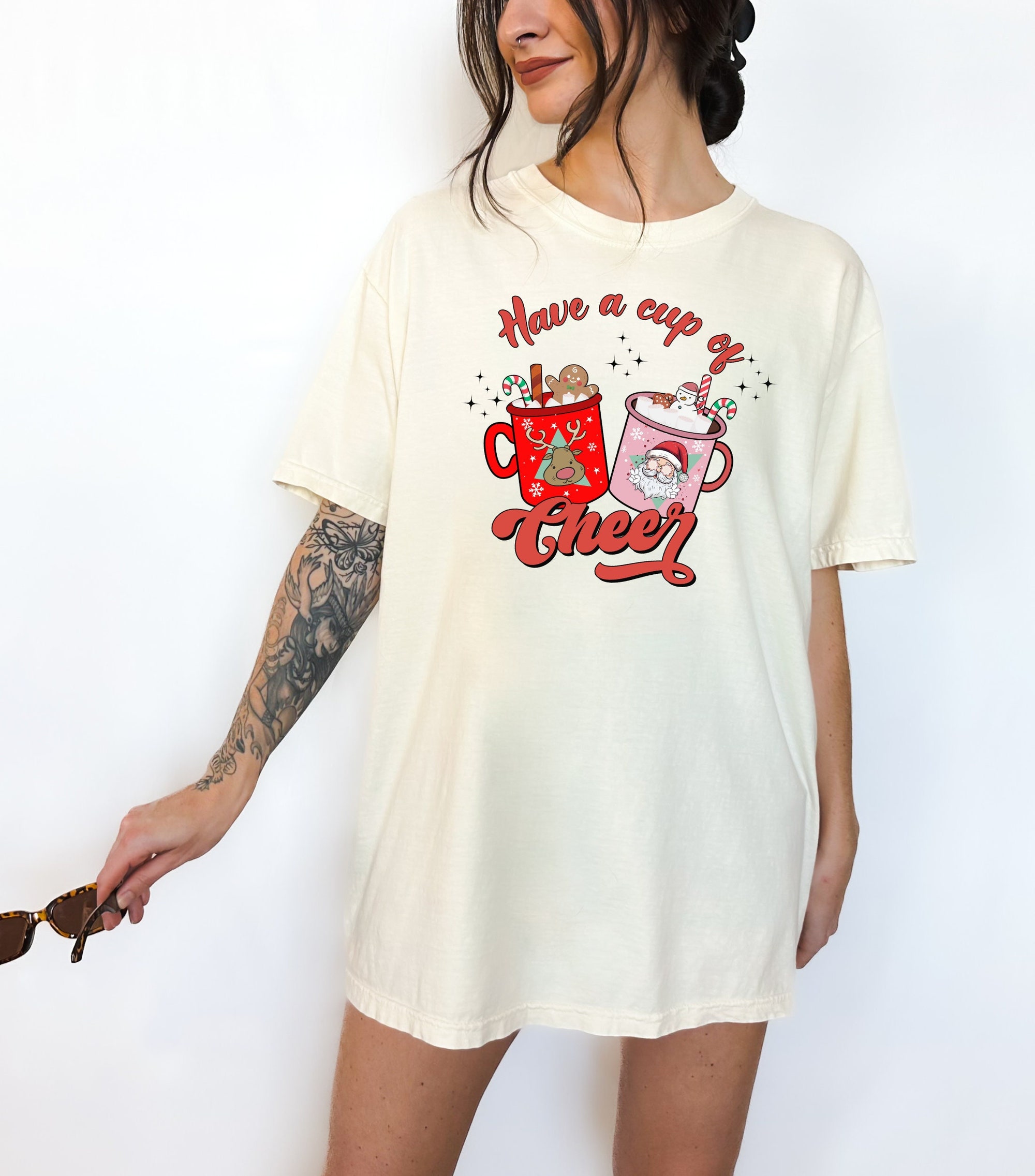 Vintage Cup of Cheer Christmas & Gingerbread Graphic Tee image 0