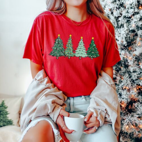 Christmas Trees Shirt - Festive Women's Holiday Apparel image 0