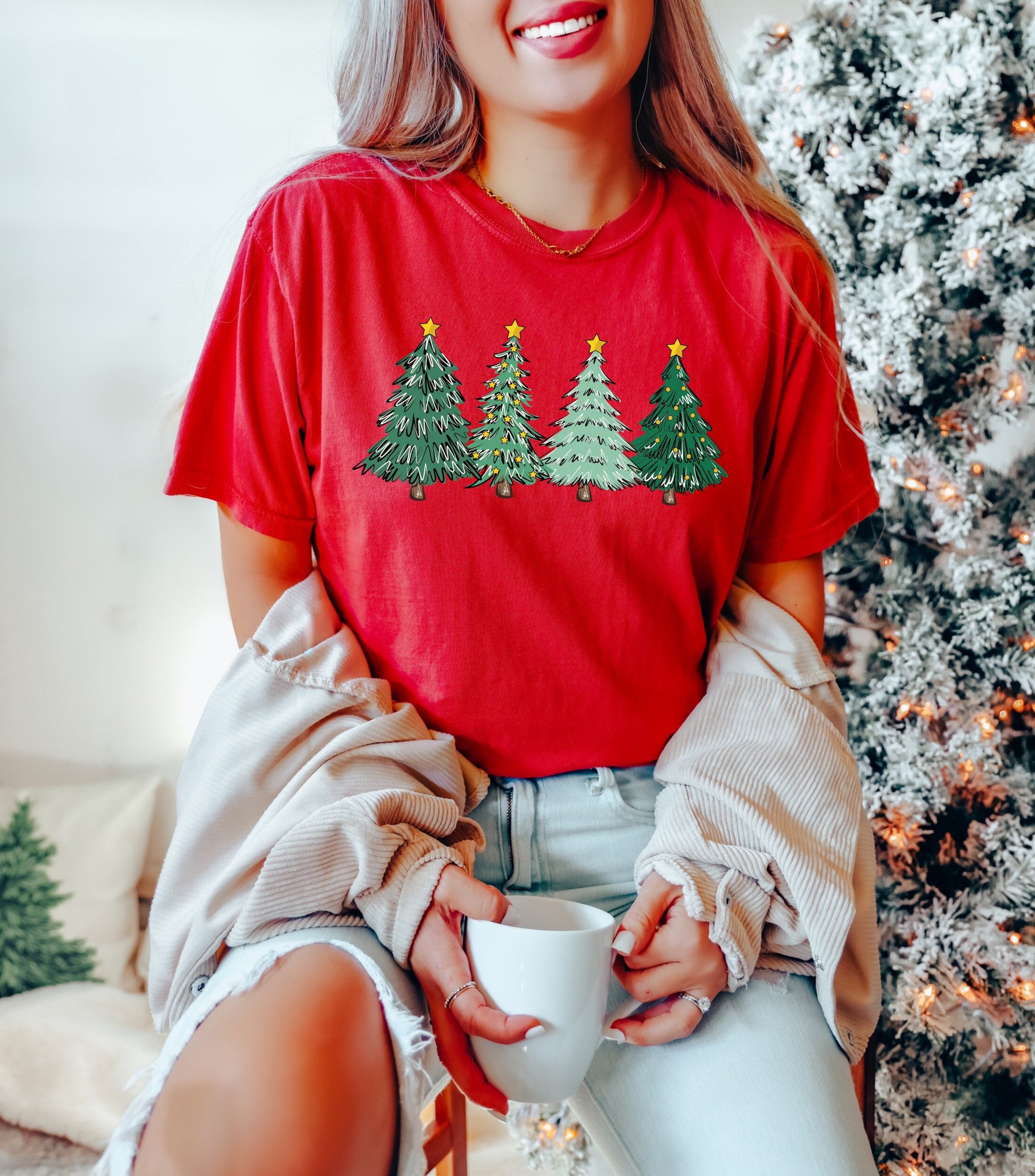 Christmas Trees Shirt - Festive Women's Holiday Apparel image 0