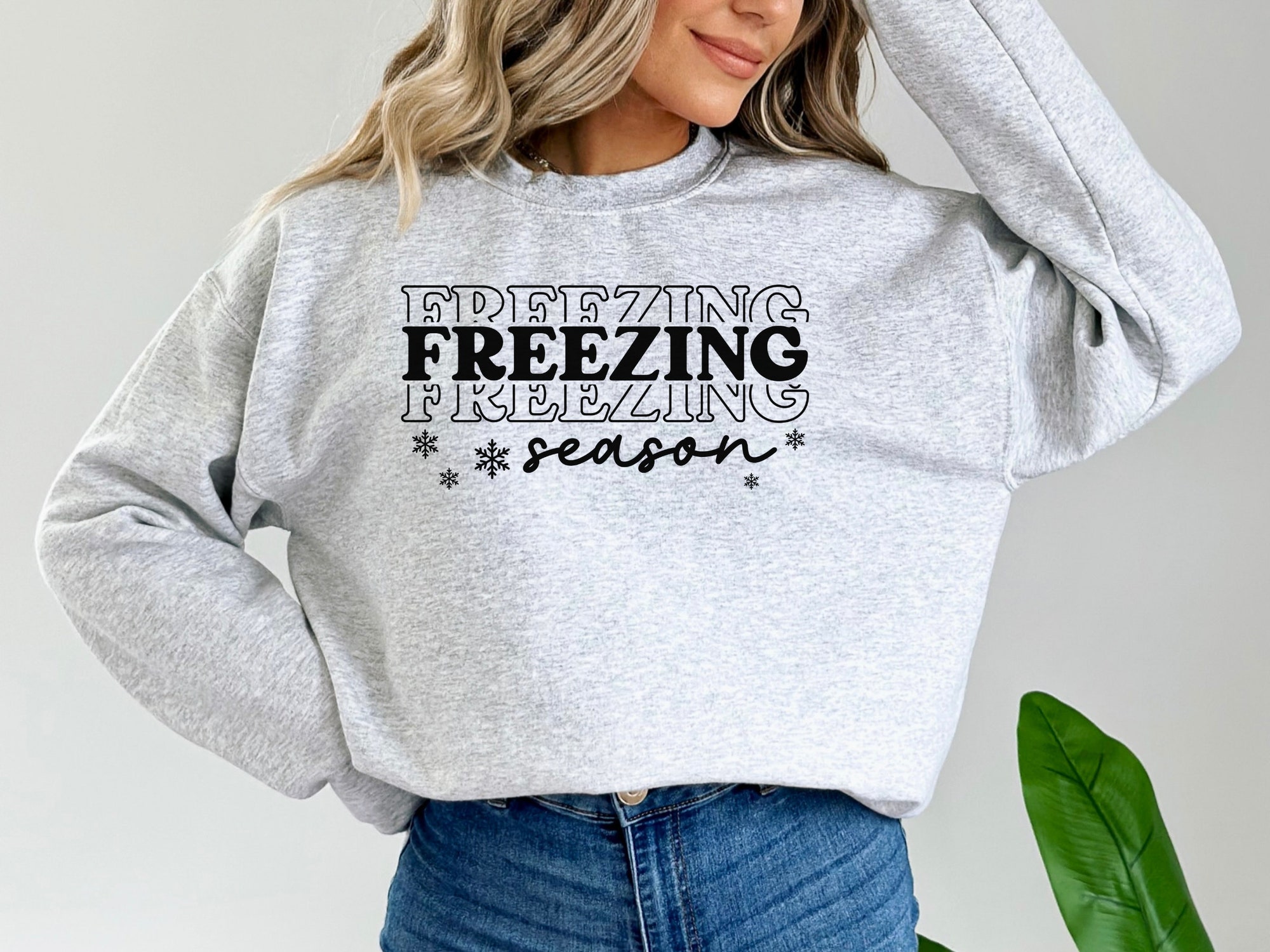 Freezin' Season Winter Sweatshirt - Merry Christmas Shirt image 2