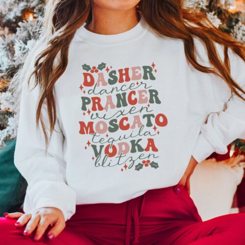 Christmas Drinking Shirt - Funny Dasher Dancer & Spirits Tee image 0