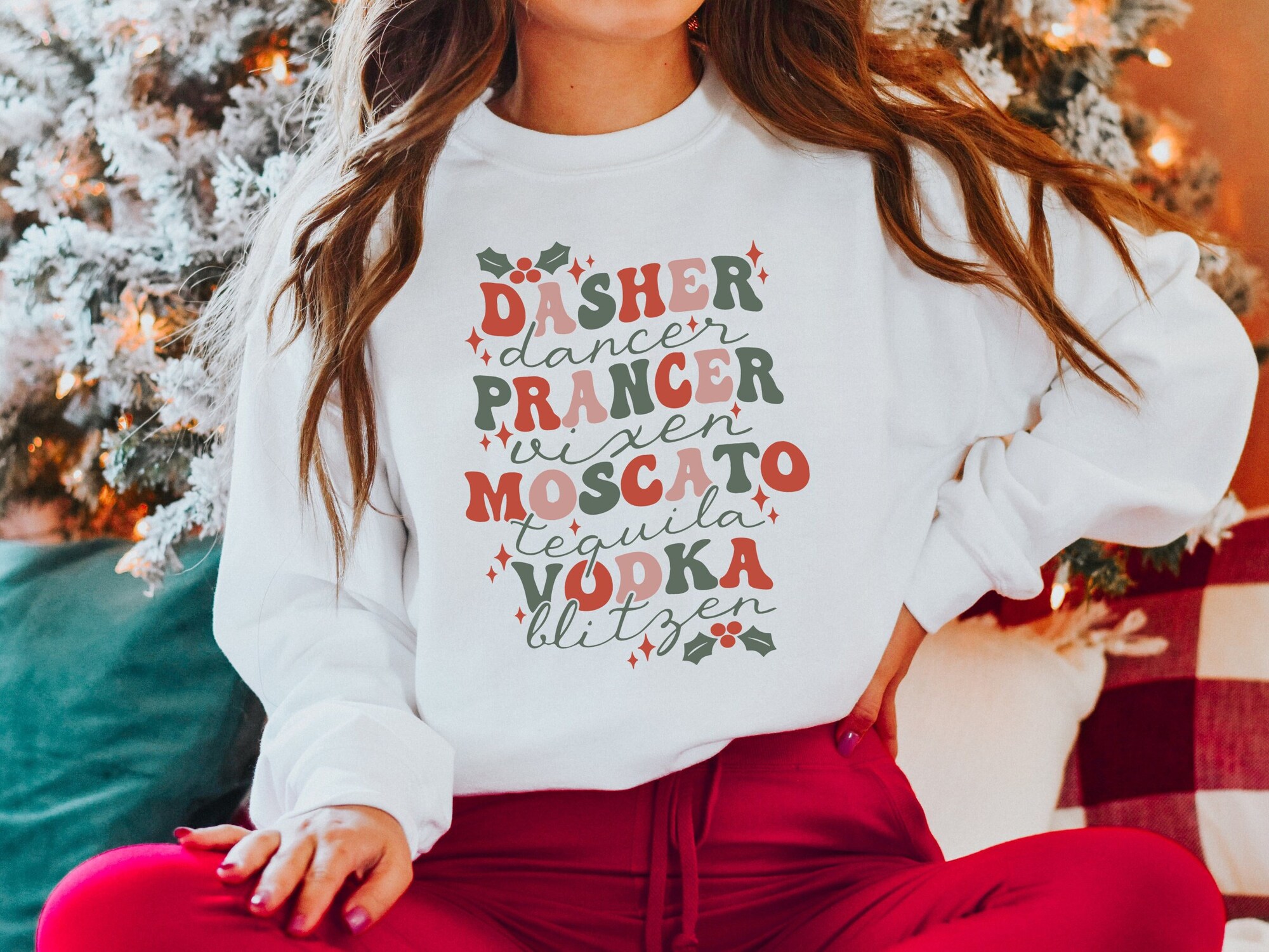Christmas Drinking Shirt - Funny Dasher Dancer & Spirits Tee image 0