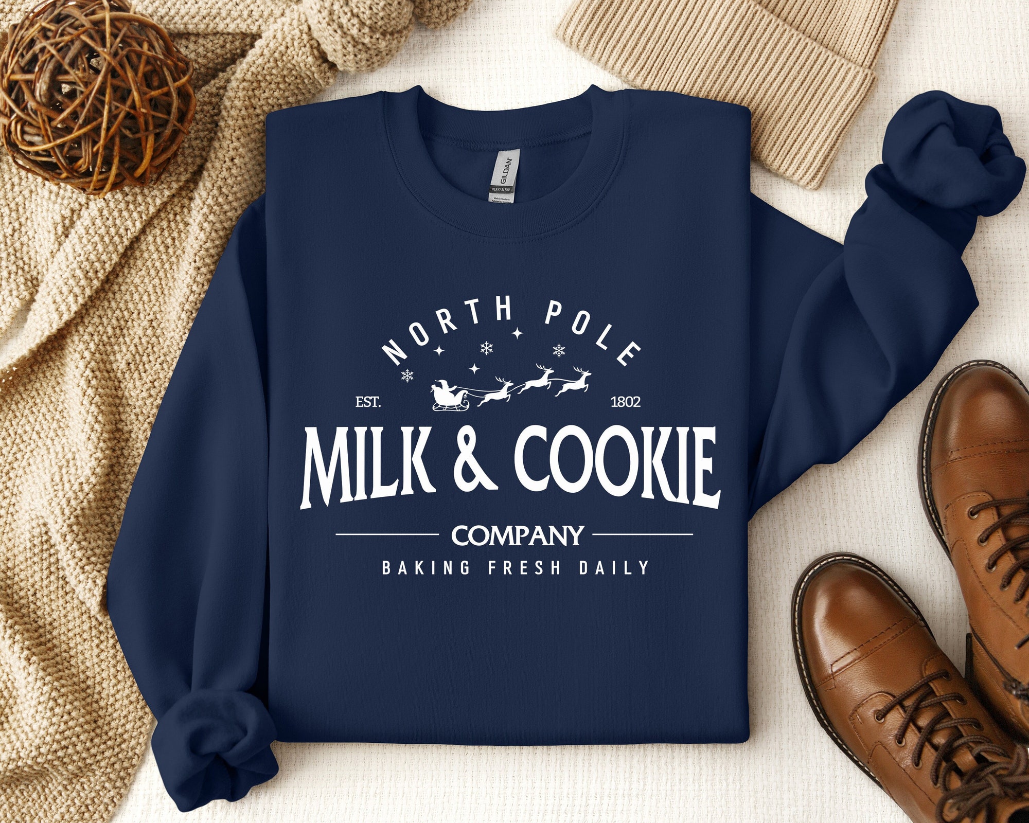North Pole Milk and Cookie Co Sweatshirt | Gingerbread Christmas Sweater image 0