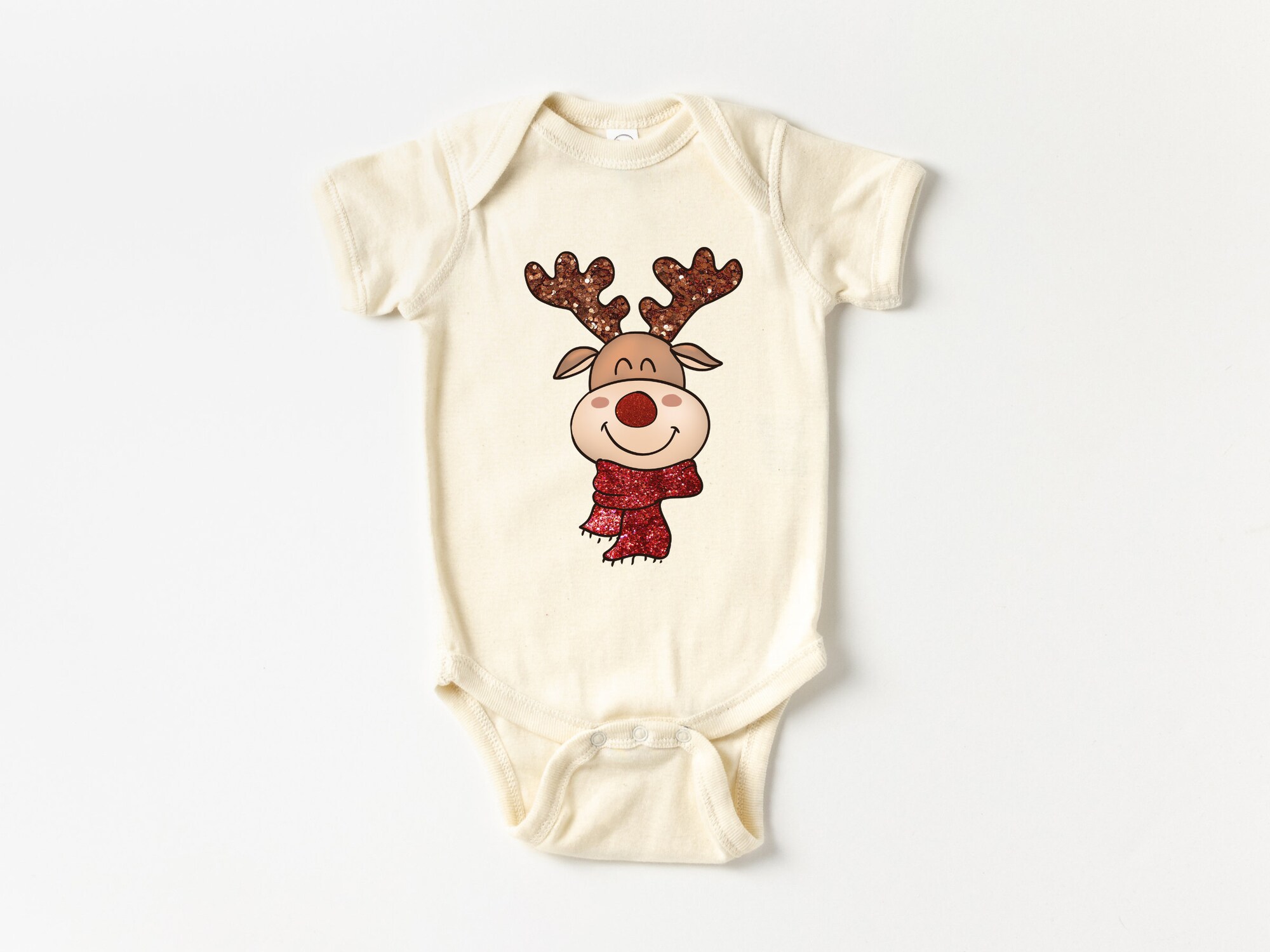 Cute Christmas Reindeer Shirt for Babies Kids and Toddlers - Santa Tee image 1