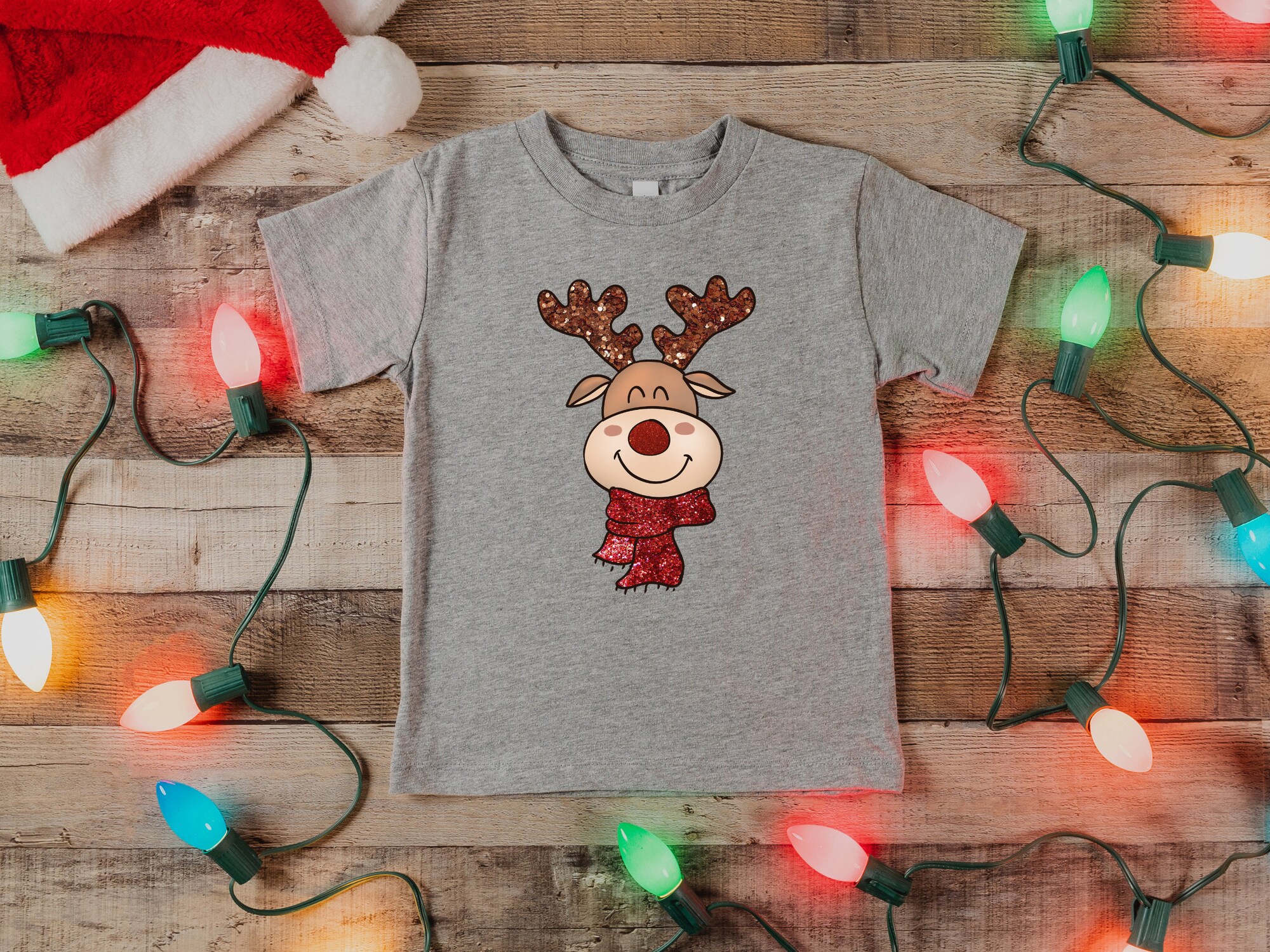 Cute Christmas Reindeer Shirt for Babies Kids and Toddlers - Santa Tee image 2