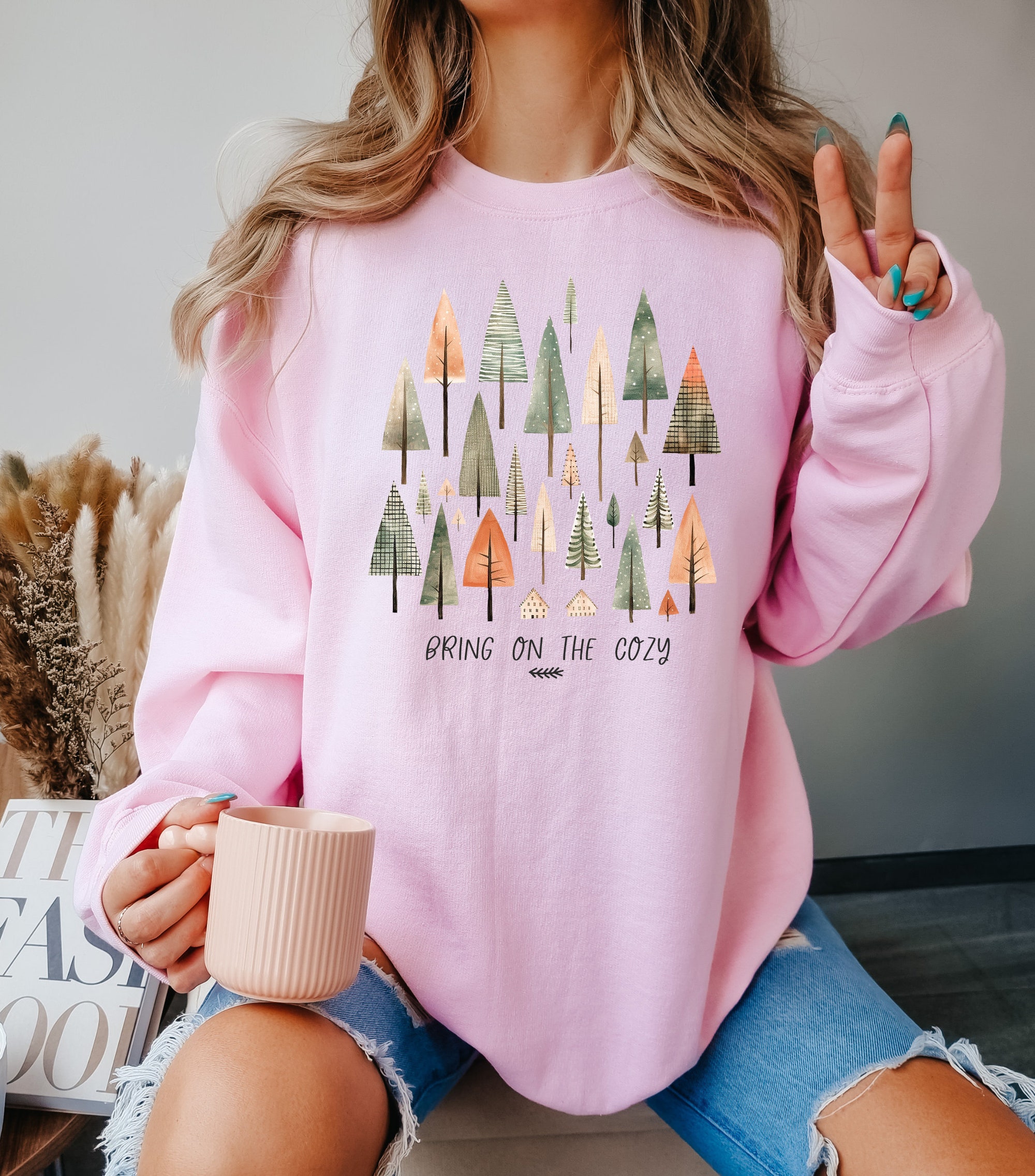 Cozy Christmas Trees Sweatshirt - Holiday Sweater for Women image 1