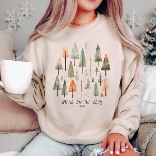 Cozy Christmas Trees Sweatshirt - Holiday Sweater for Women image 0