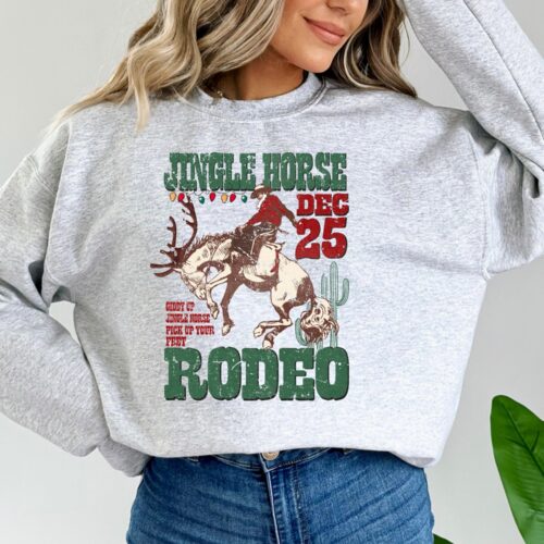 Jingle Horse Rodeo & Cowboy Christmas Sweatshirt - Retro Gift image 0