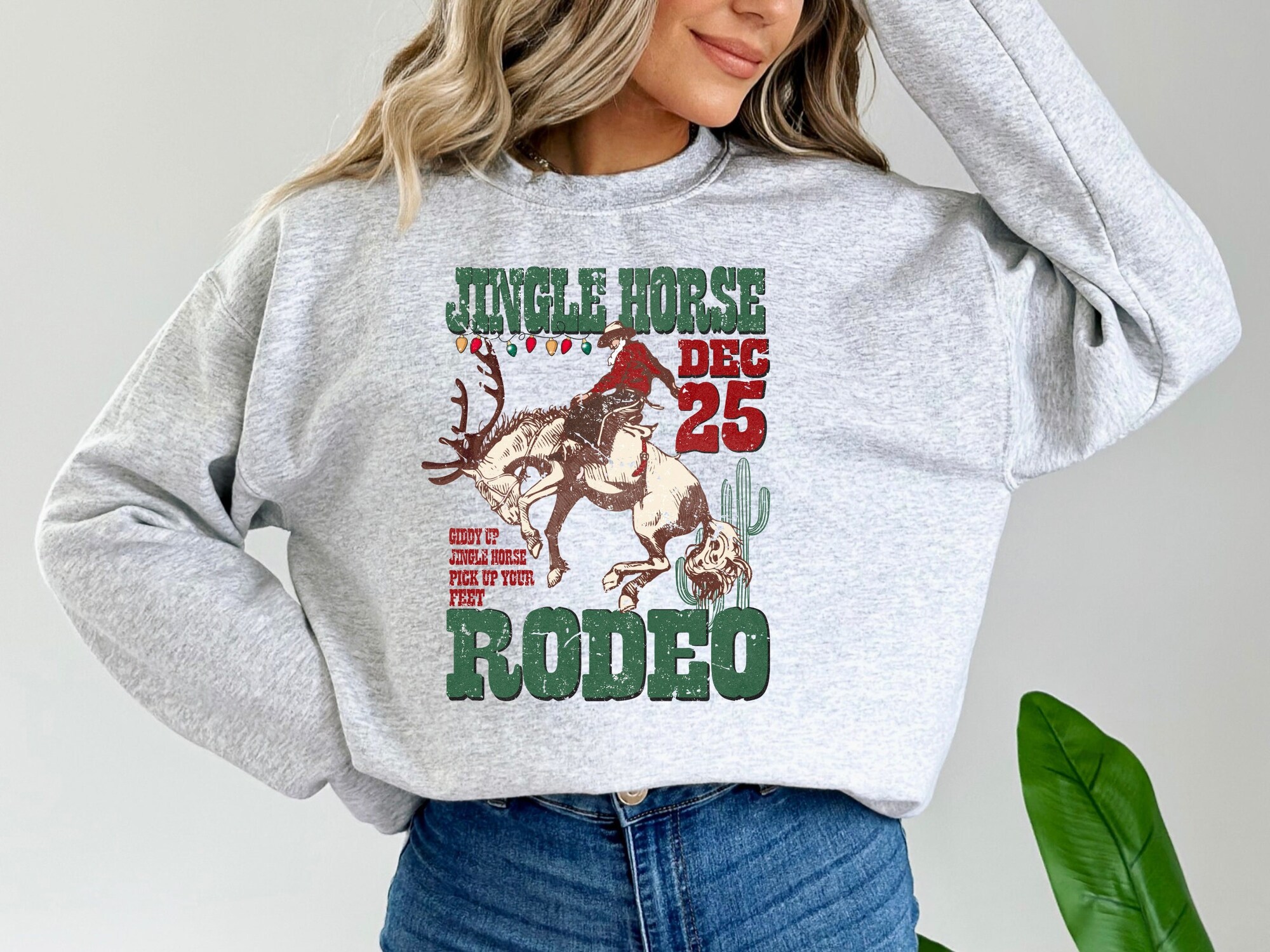 Jingle Horse Rodeo & Cowboy Christmas Sweatshirt - Retro Gift image 0