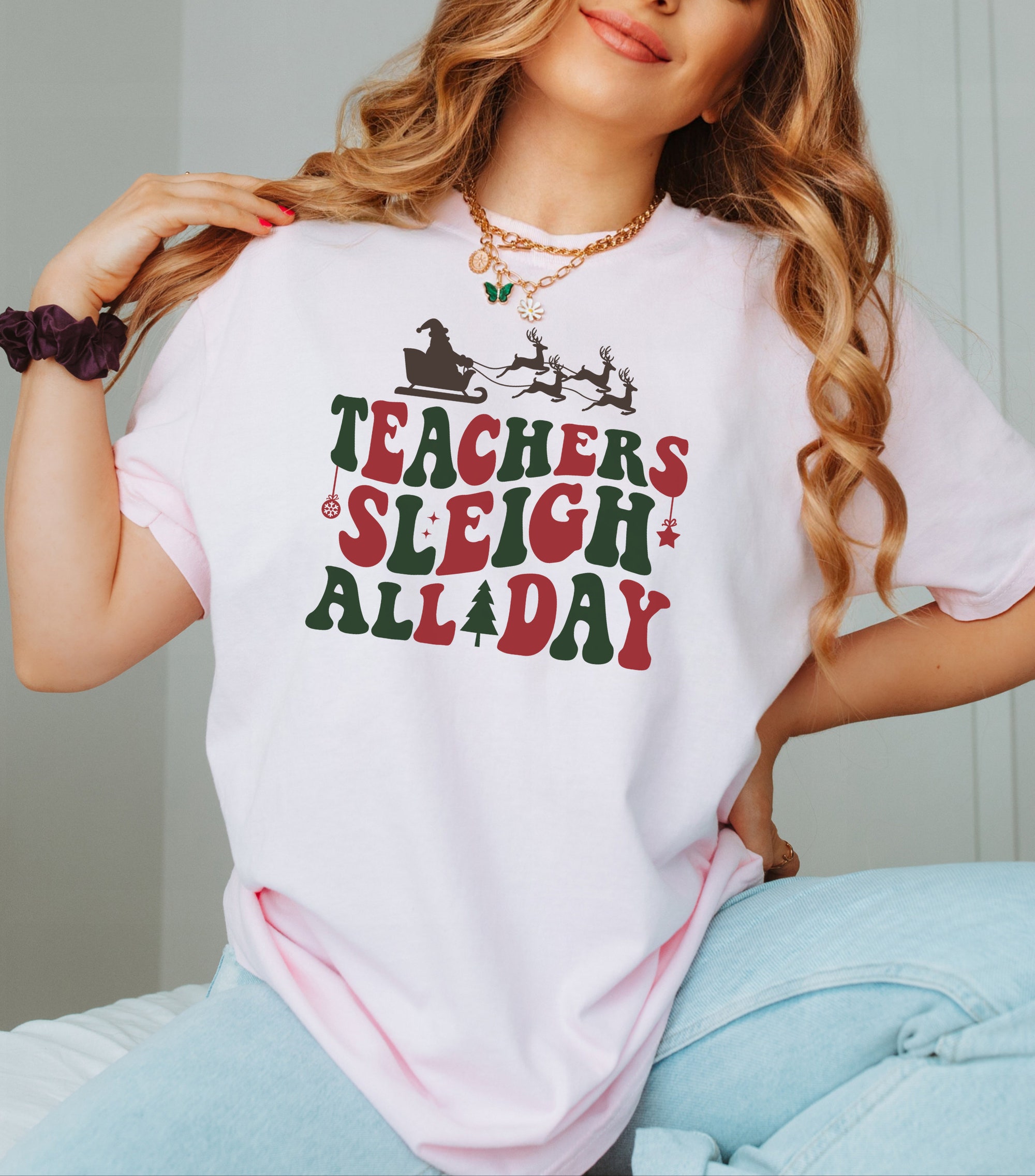 Teacher's Sleigh All Day: Christmas Gift T-Shirt for Educators image 4