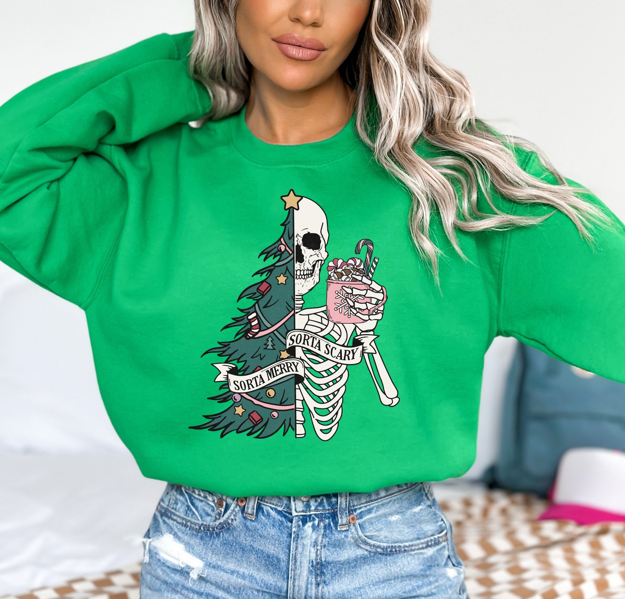 Sorta Merry Sorta Scary Sweatshirt - Funny Christmas Shirt image 0